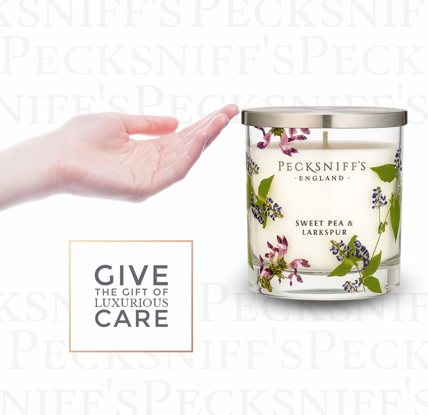 Pecksniff’s 1 Wick Candle – Sweet Pea & Lark Spur, 184 g / 6.49 oz – Long Lasting Burn, Elegant Home Decor & Relaxing Ambiance
