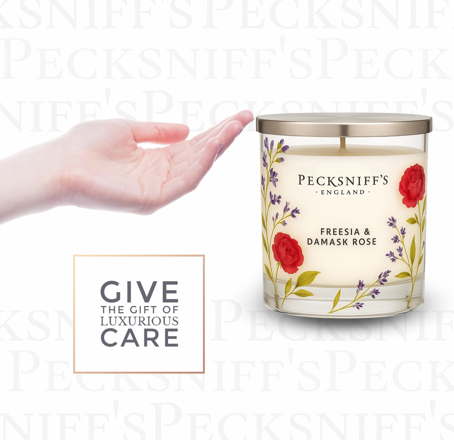 Pecksniff’s 1 Wick Candle – Freesia & Damask Rose, 184 g / 6.49 oz – Long Lasting Burn, Elegant Home Decor & Relaxing Ambiance