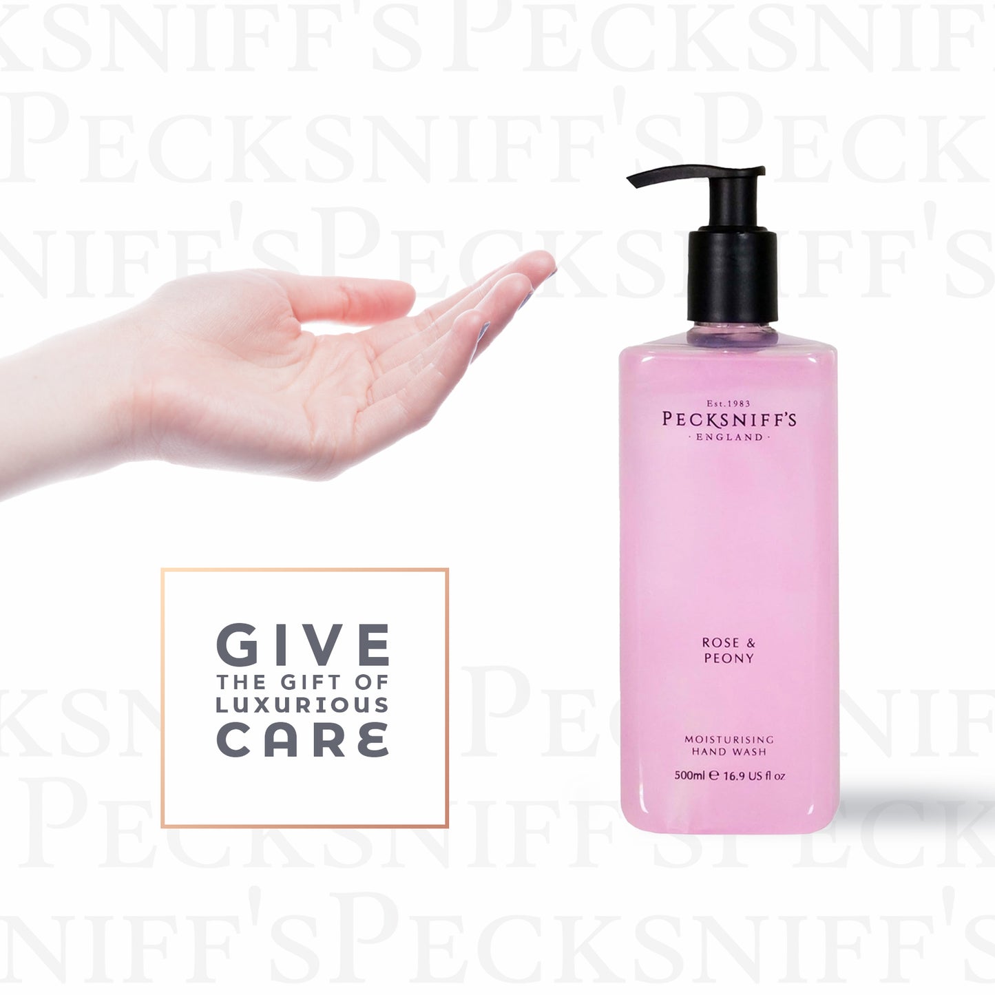 Pecksniffs Classic Rose & Peony Scented Moisturizing Hand Wash | 500ml, 16.9 Fl oz