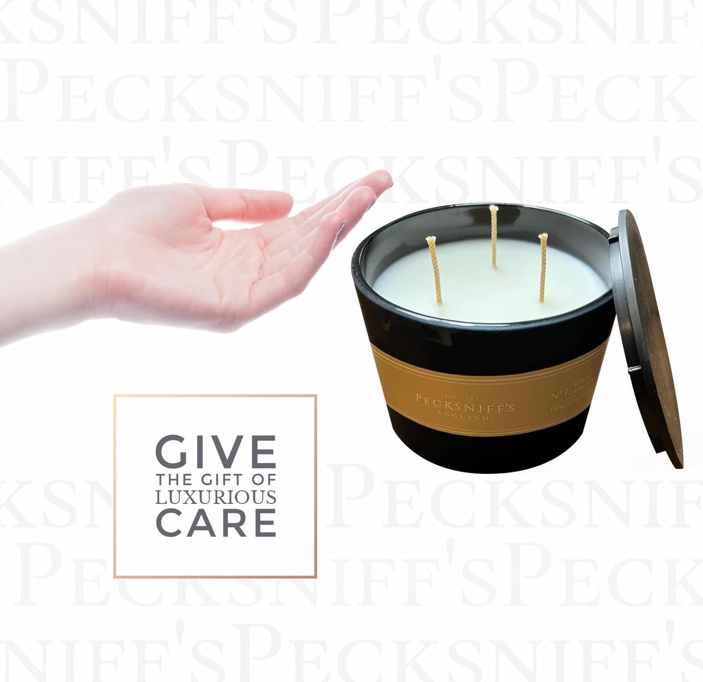 Pecksniffs Tobacco & White Wood Candle | 3 Wicks, 515g /18.16oz