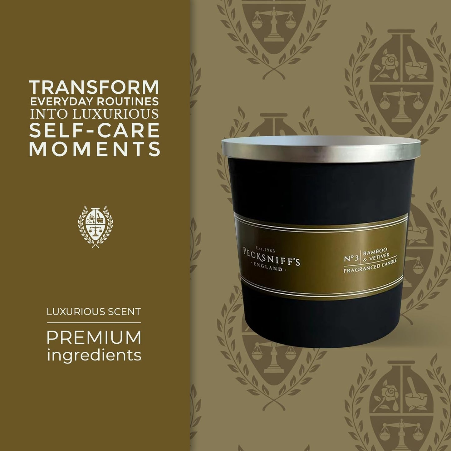 Pecksniffs Bamboo & Vetiver Candle | 3 Wicks, 550g/19.40oz