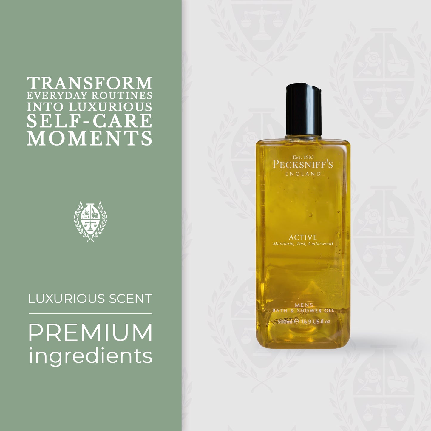 Pecksniffs Active Men's Bath and Shower Gel | 500ml /16.9 Fl Oz