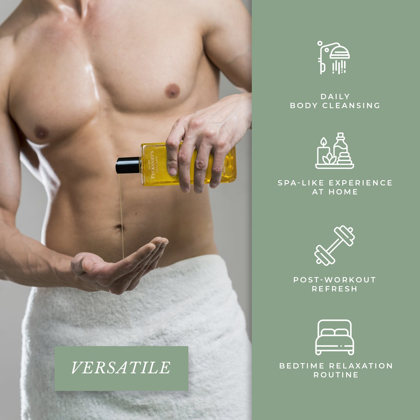 Pecksniffs Active Men's Bath and Shower Gel | 500ml /16.9 Fl Oz