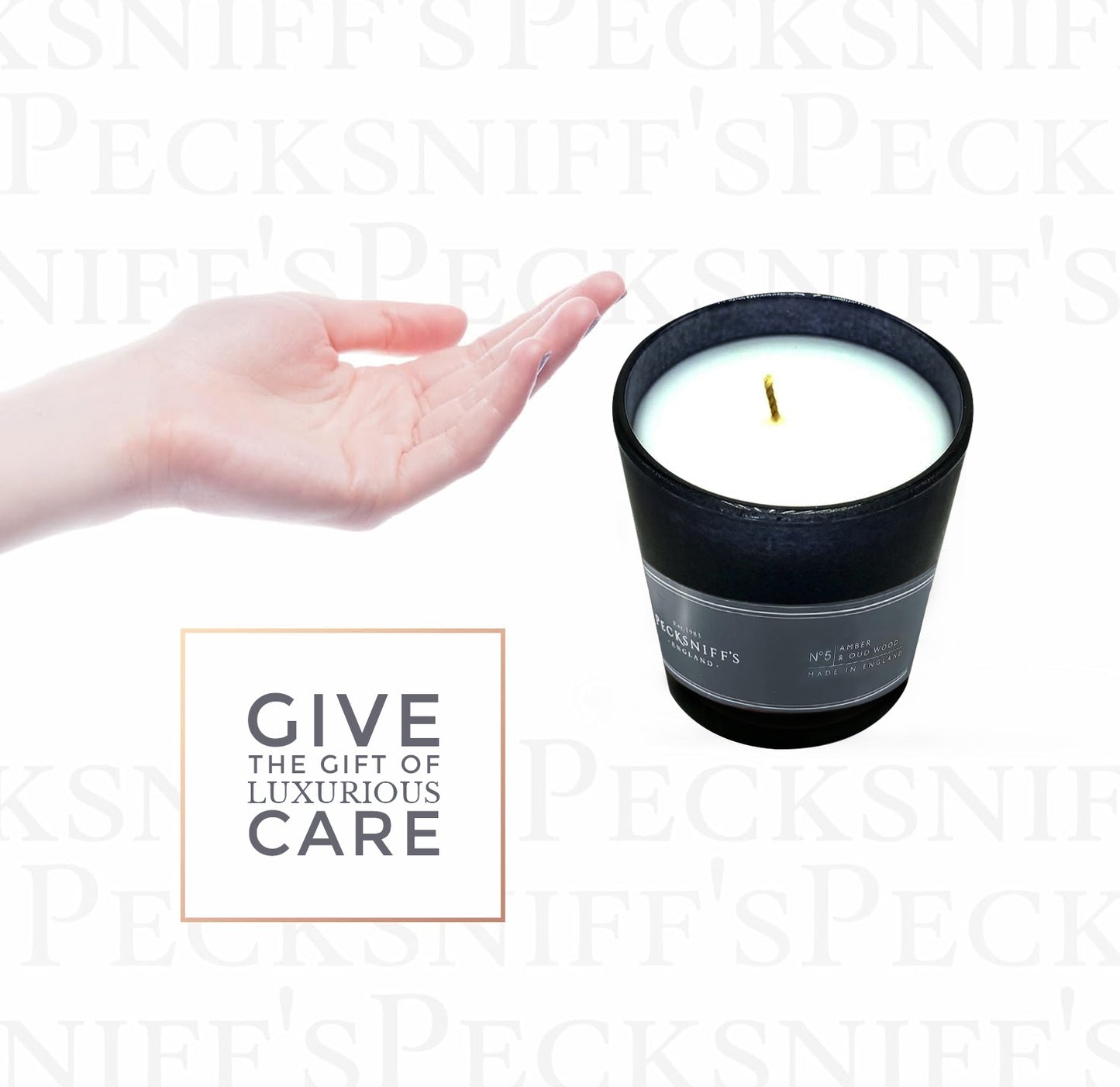 Pecksniffs Black Amber & Oud Wood Scented Candle | 1 Wick, 184g/6.49oz