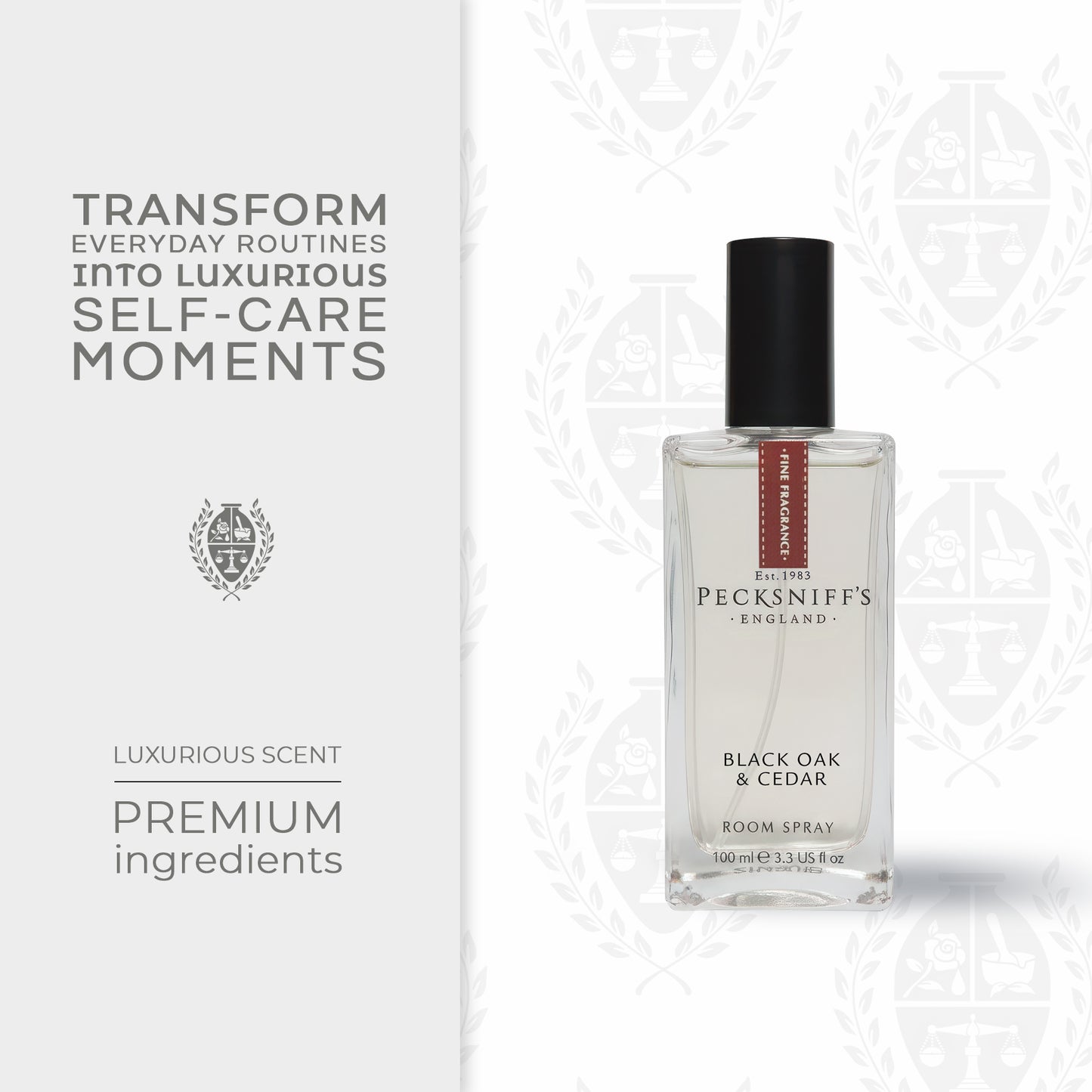 Pecksniffs Black Oak & Cedar Classic Room Spray | 100ml/3.38 Fl Oz