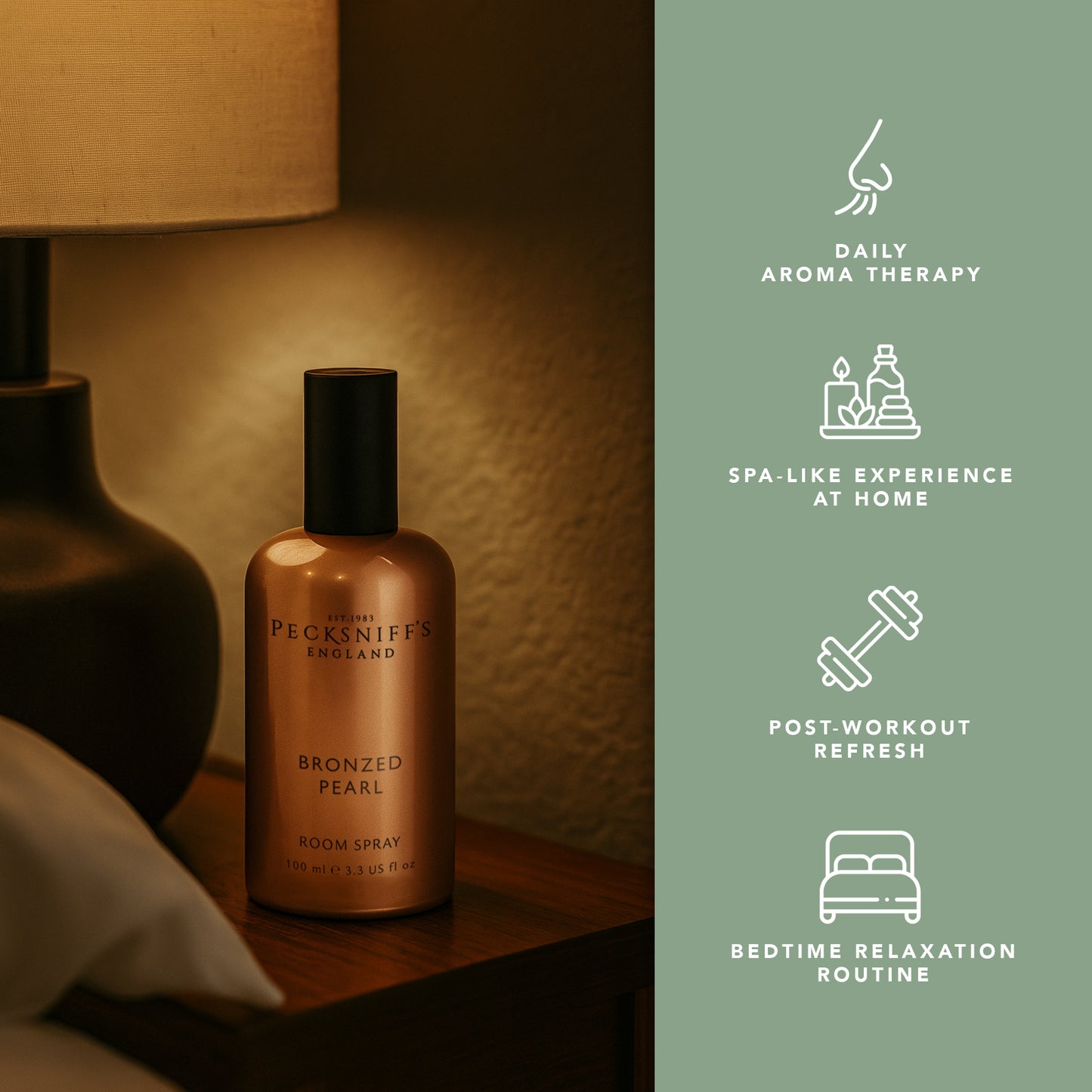 Pecksniffs Bronzed Pearl Room Spray | 100ml/3.38 Fl Oz
