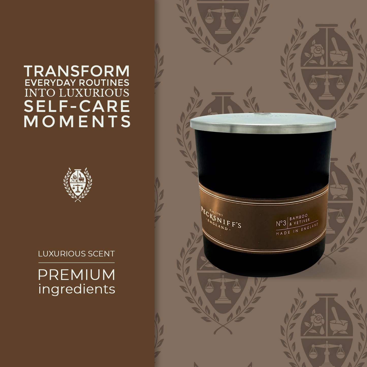 Pecksniffs Black Bamboo & Vetiver Scented Candle | 1 Wick, 184g/6.49oz