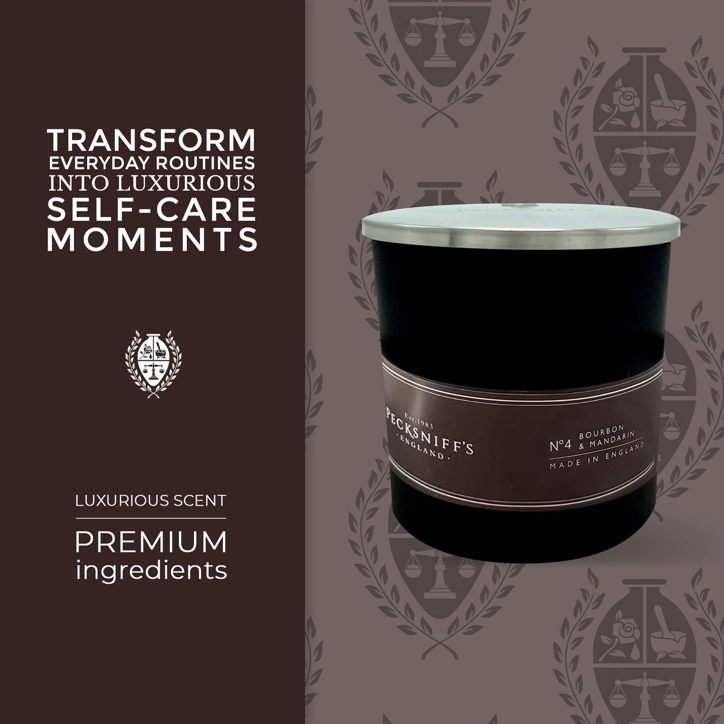 Pecksniffs Black Bourbon & Mandarin Scented Candle | 1 Wick, 184g/6.49oz
