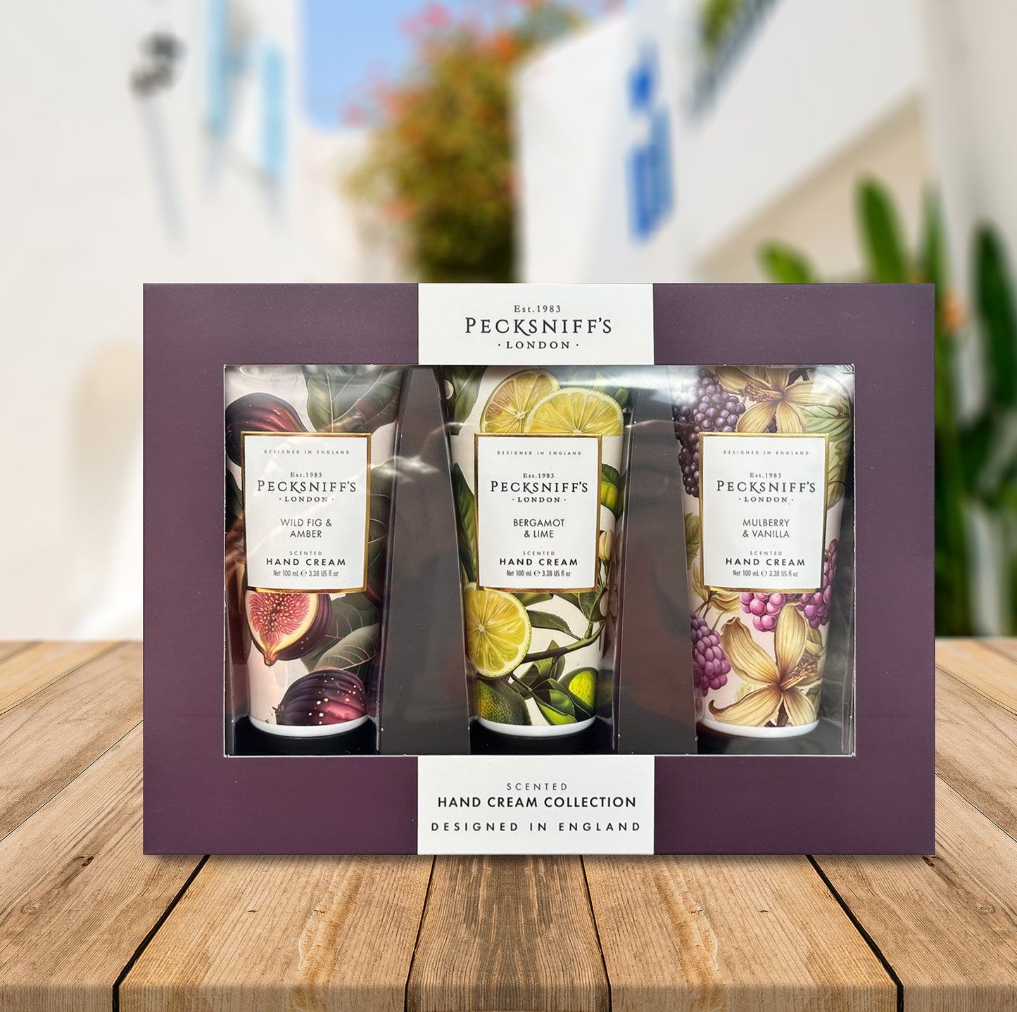 Pecksniff’s Luxury Hand Cream Gift Set – Wildwood Collection, 3 x 100ml Moisturizing Hand Creams – Wild Fig & Amber, Bergamot & Lime, Mulberry & Vanilla – Made in England Skincare for Women & Men