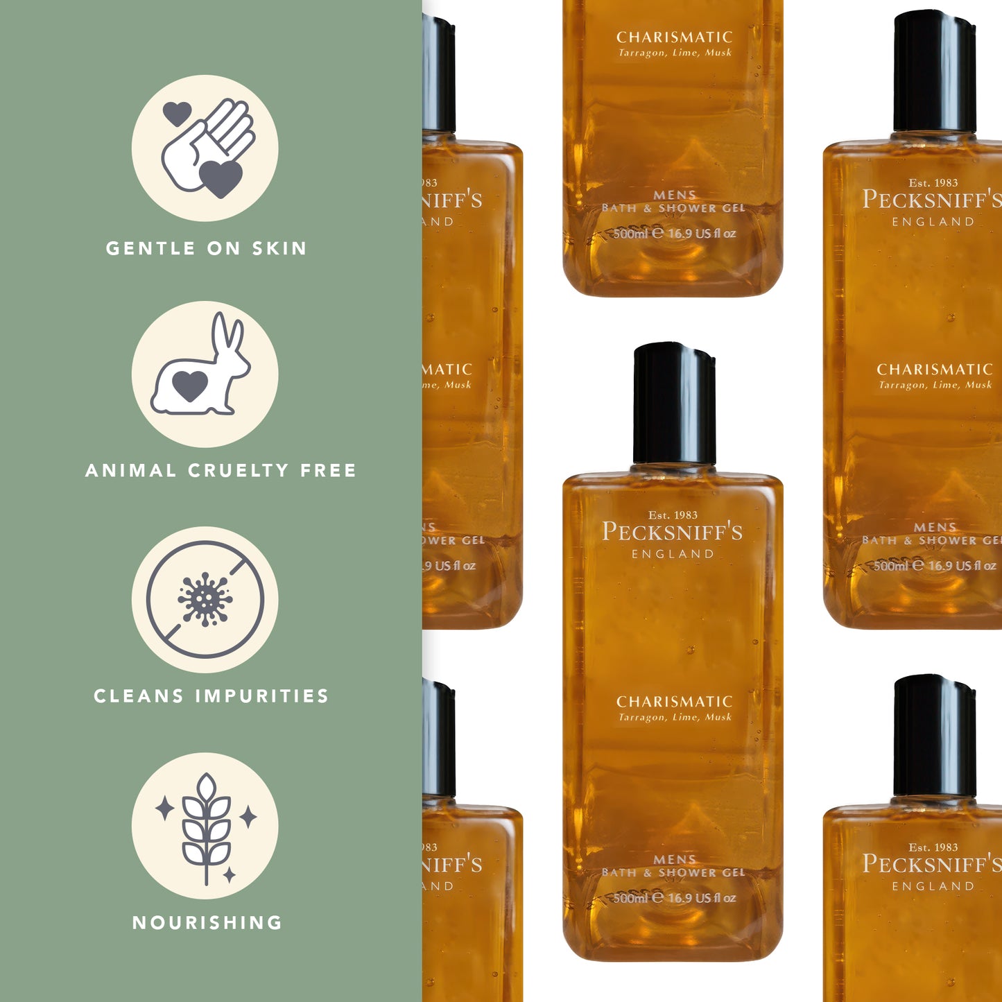Pecksniffs Charismatic Men's Bath and Shower Gel | 500ml /16.9 Fl Oz