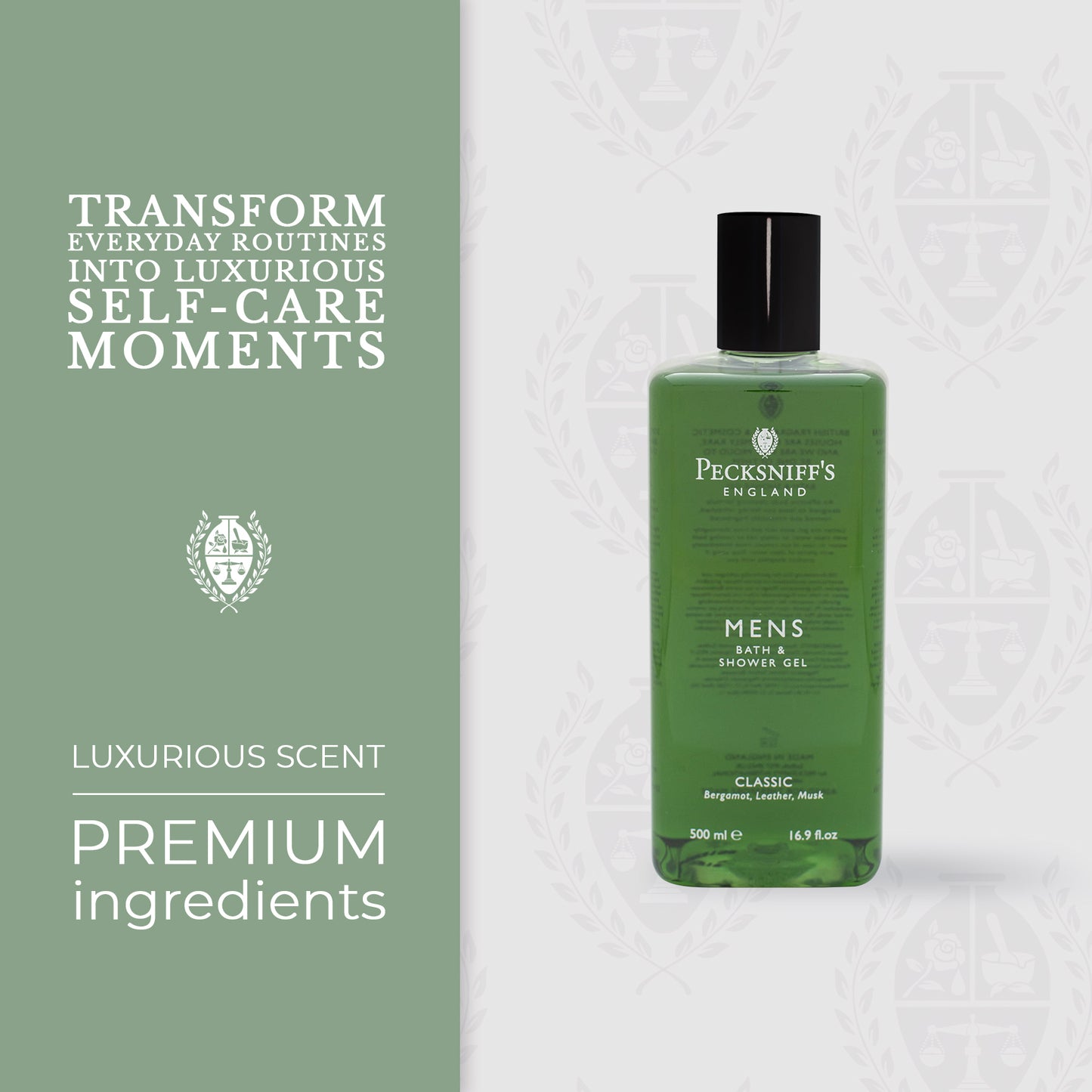 Pecksniffs Classic Men's Bath and Shower Gel | 500ml /16.9 Fl Oz