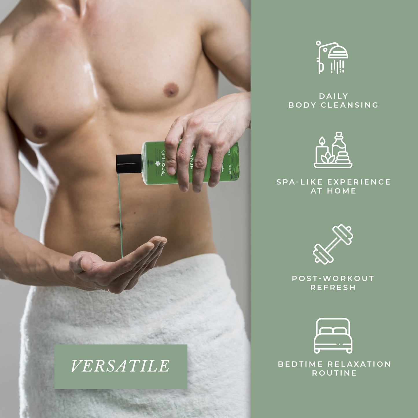 Pecksniffs Classic Men's Bath and Shower Gel | 500ml /16.9 Fl Oz