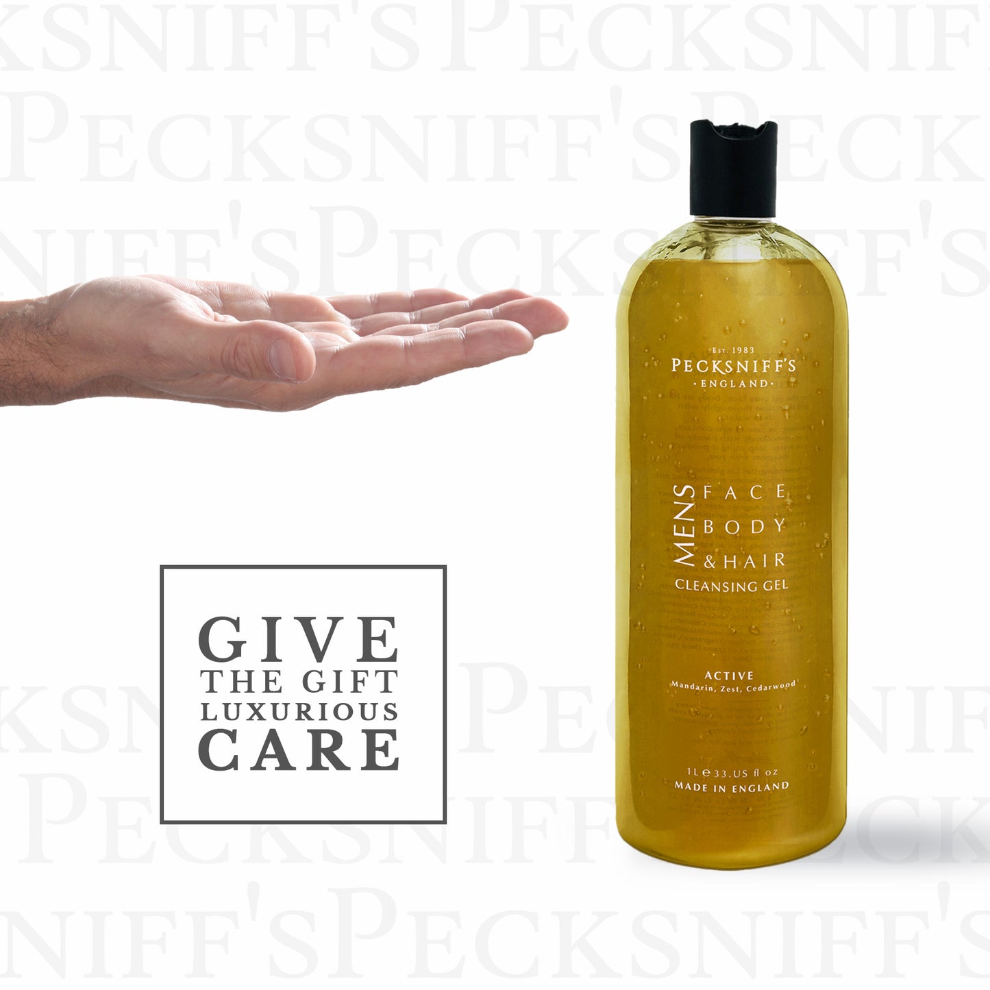 Pecksniffs Active 3-In-1 Cleansing Gel | 1L/1000 ml/33.81 Fl Oz