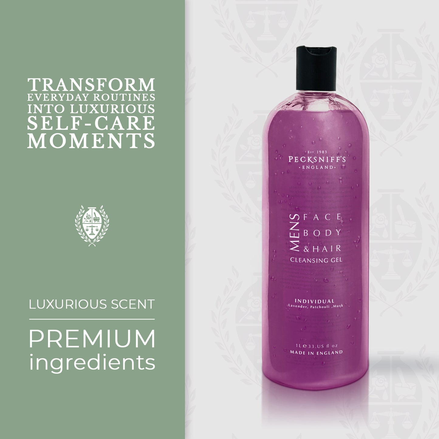 Pecksniff's Individual 3-In-1 Cleansing Gel | 1L/1000 ml/33.81 Fl Oz