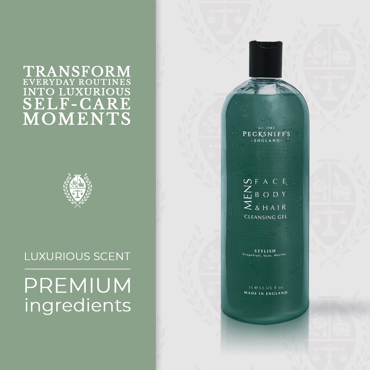 Pecksniffs Stylish 3-In-1 Cleansing Gel | 1L/1000 ml/33.81 Fl Oz