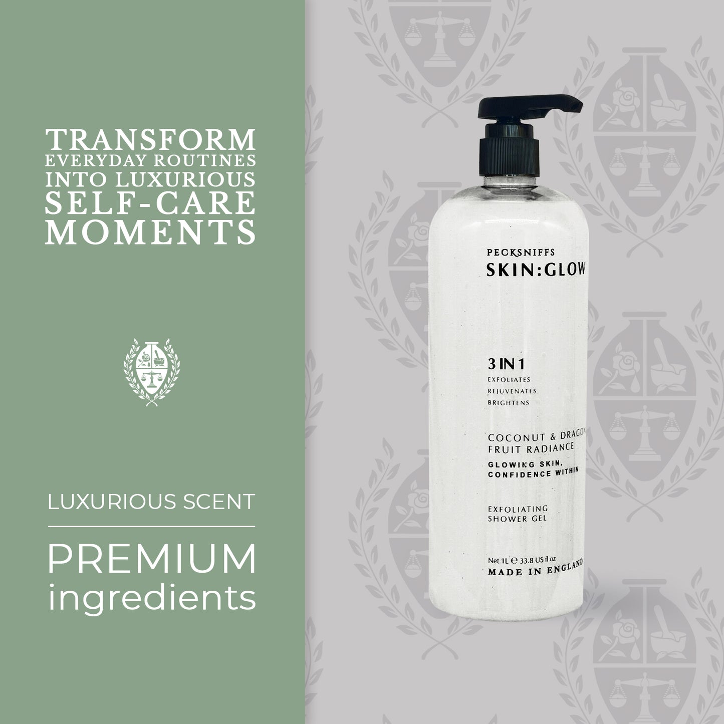 Pecksniffs Coconut & Dragon Fruit Radiance Exfoliating Shower Gel | 1000 ml / 33.80 Fl Oz