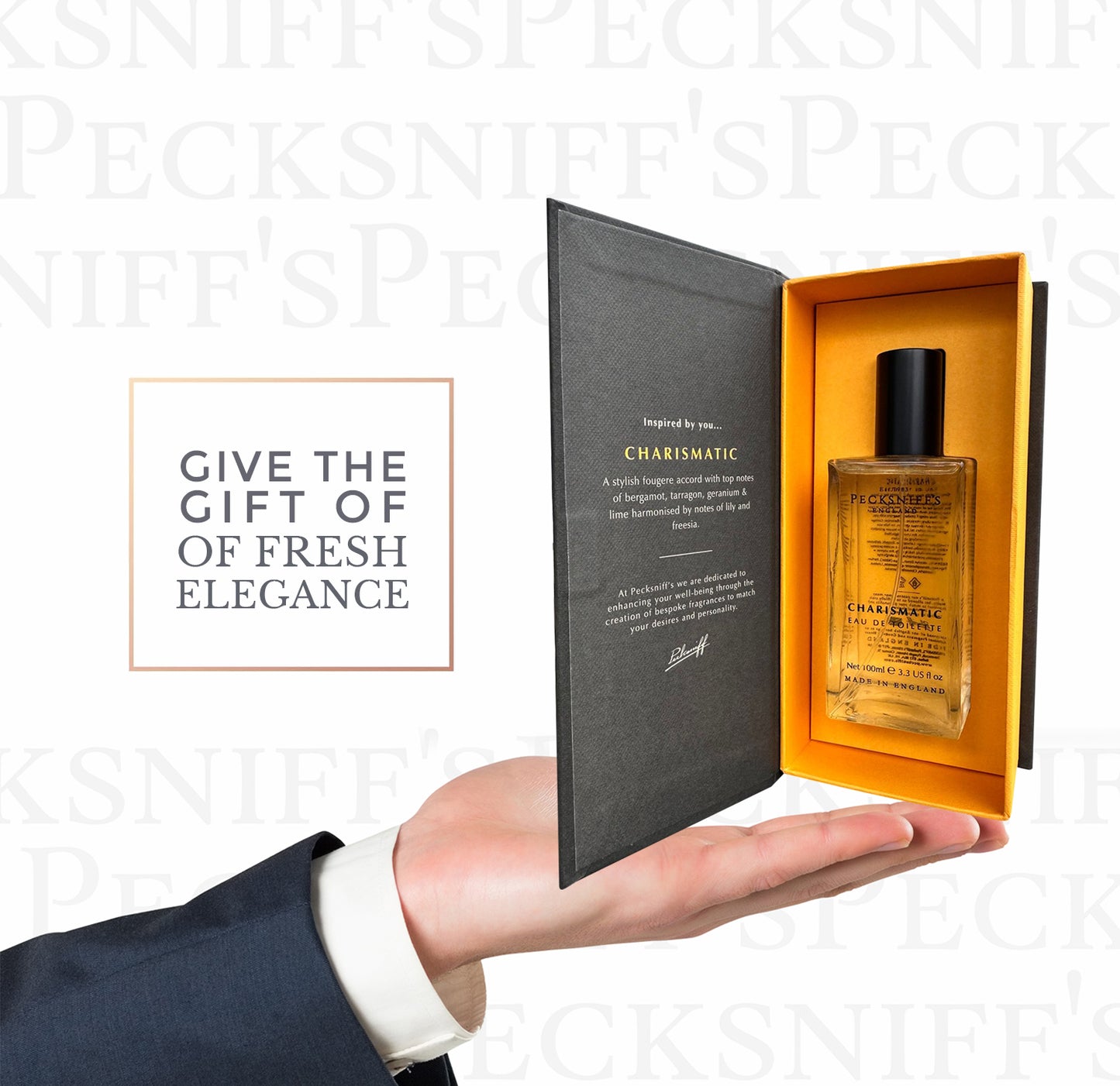 Pecksniff’s Mens 100 ml/3.3 fl oz Eau de Toilette Charismatic – Fresh Fougere Cologne with Bergamot, Lime, Lily & Freesia