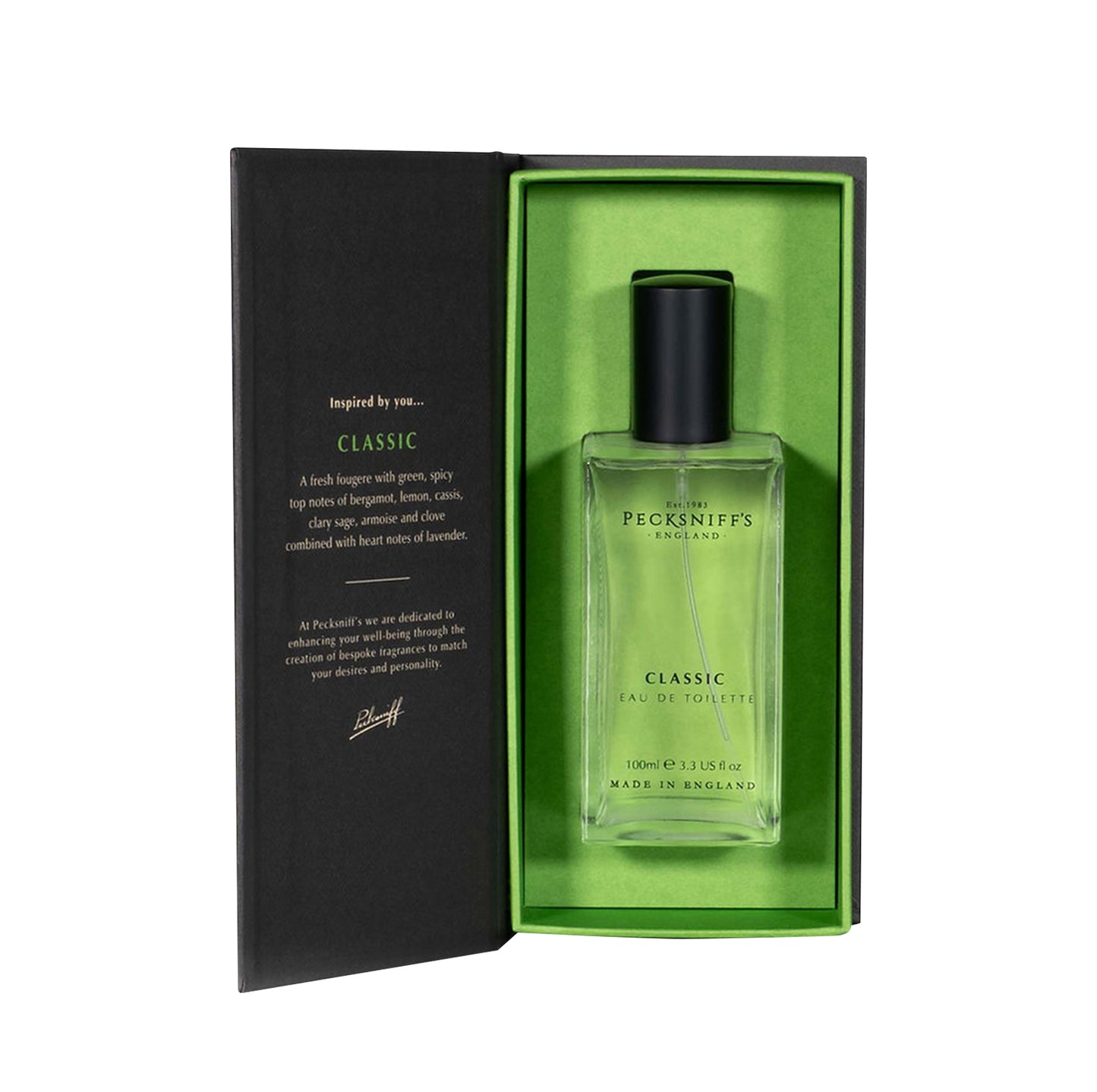 Pecksniff’s Mens Classic Eau de Toilette – 100 ml/3.3 fl oz Fresh Fougere Cologne with Bergamot, Clary Sage, Lavender & Leather Notes