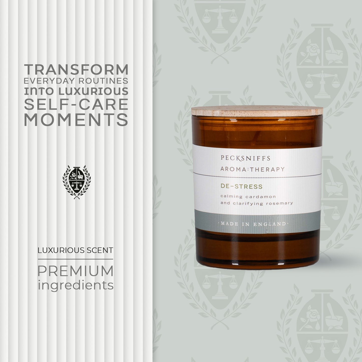 Pecksniffs Amber De-Stress Aroma Therapy Candle | 1 Wick, 184g/6.49oz
