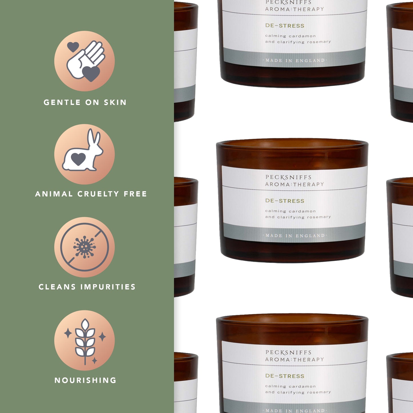 Pecksniffs Aromatherapy De-Stress Candle | 3 Wicks, 285g/10oz