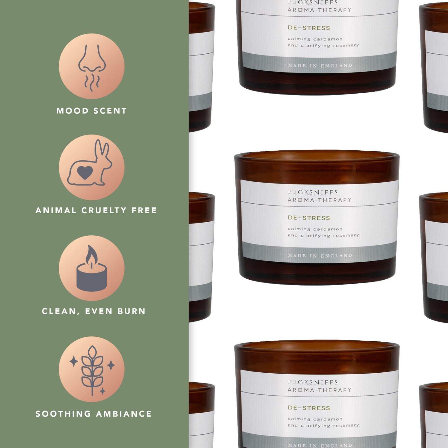 Pecksniffs Aromatherapy De-Stress Candle | 3 Wicks, 285g/10oz