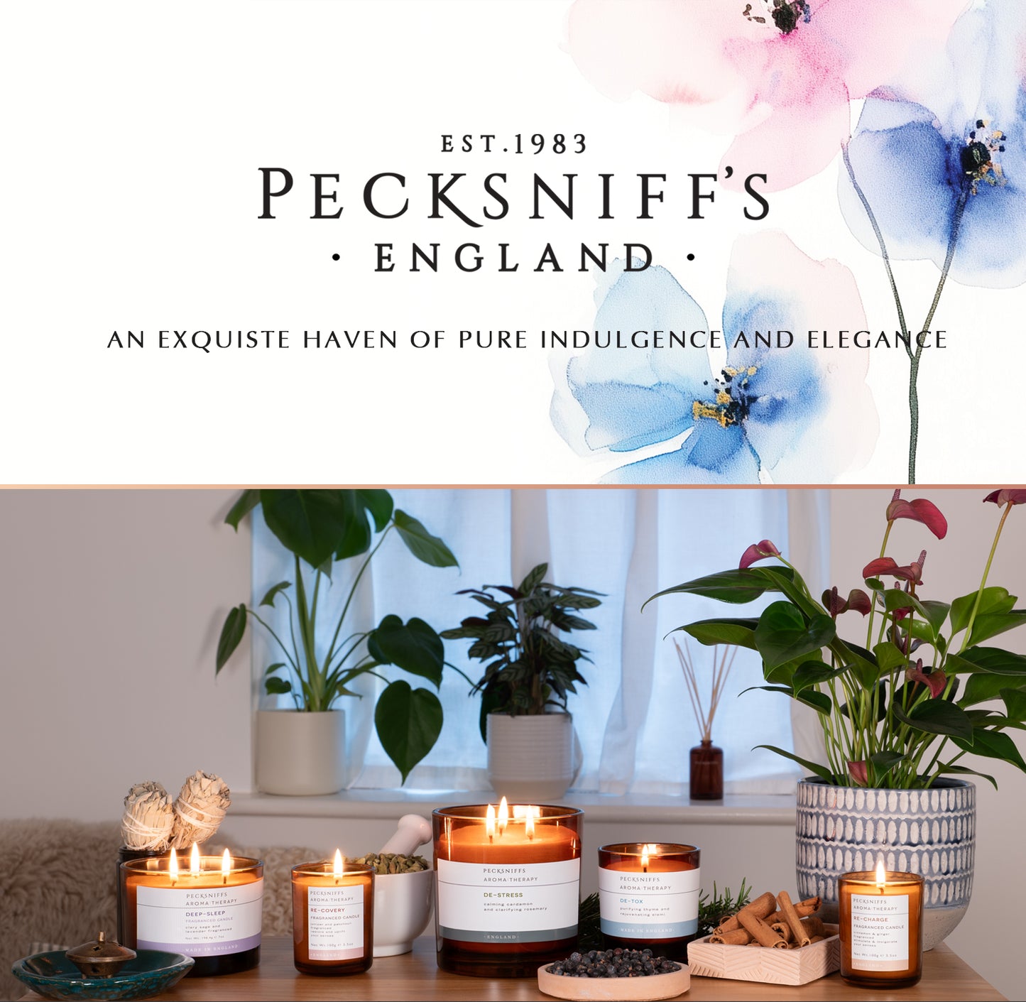 Pecksniffs Aromatherapy De-Stress Candle | 3 Wicks, 285g/10oz