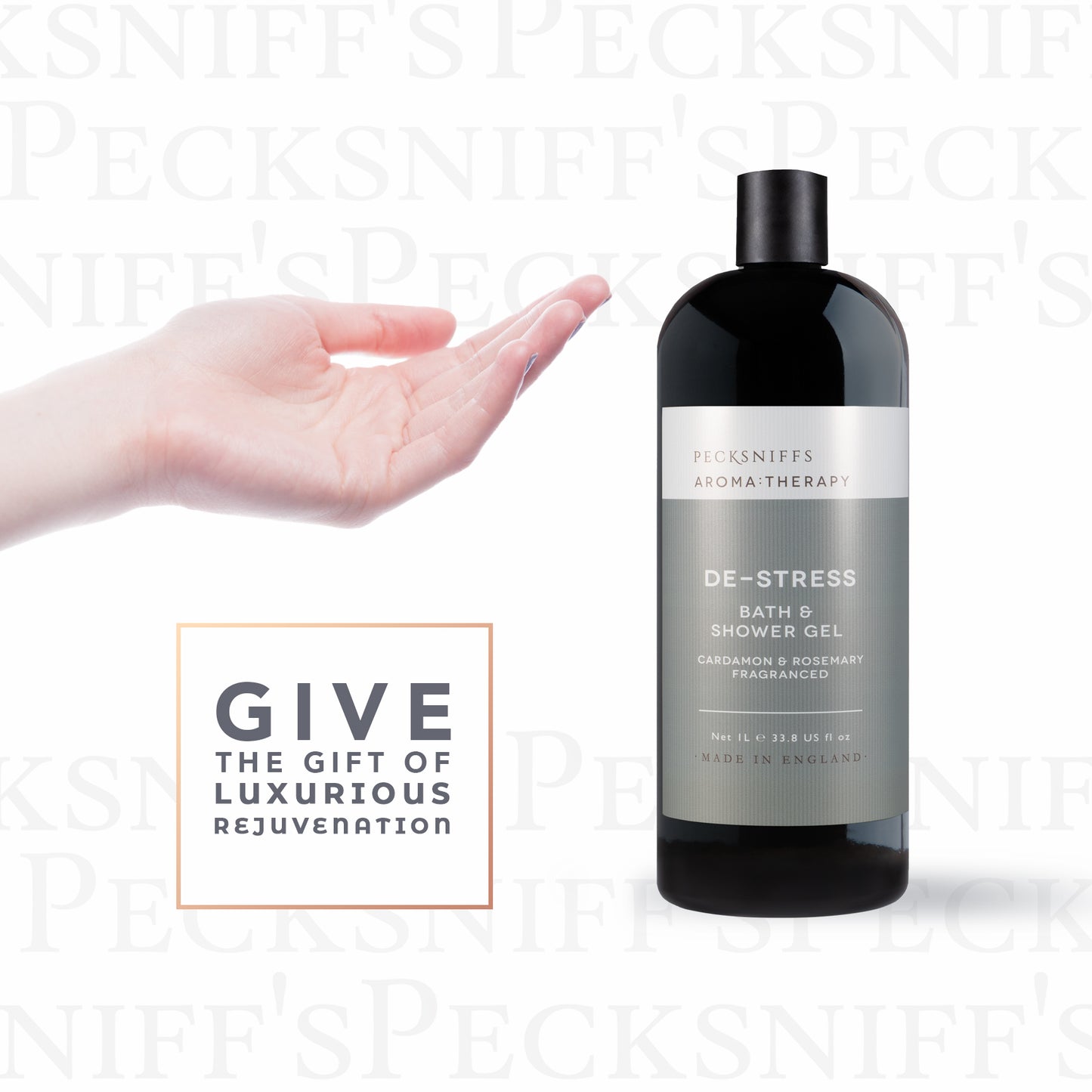 Pecksniff's Aroma:Therapy De-Stress Shower Gel – Luxurious Moisturizing Bath & Body Cleanser, 1000 ml/33.8 fl oz Bottle