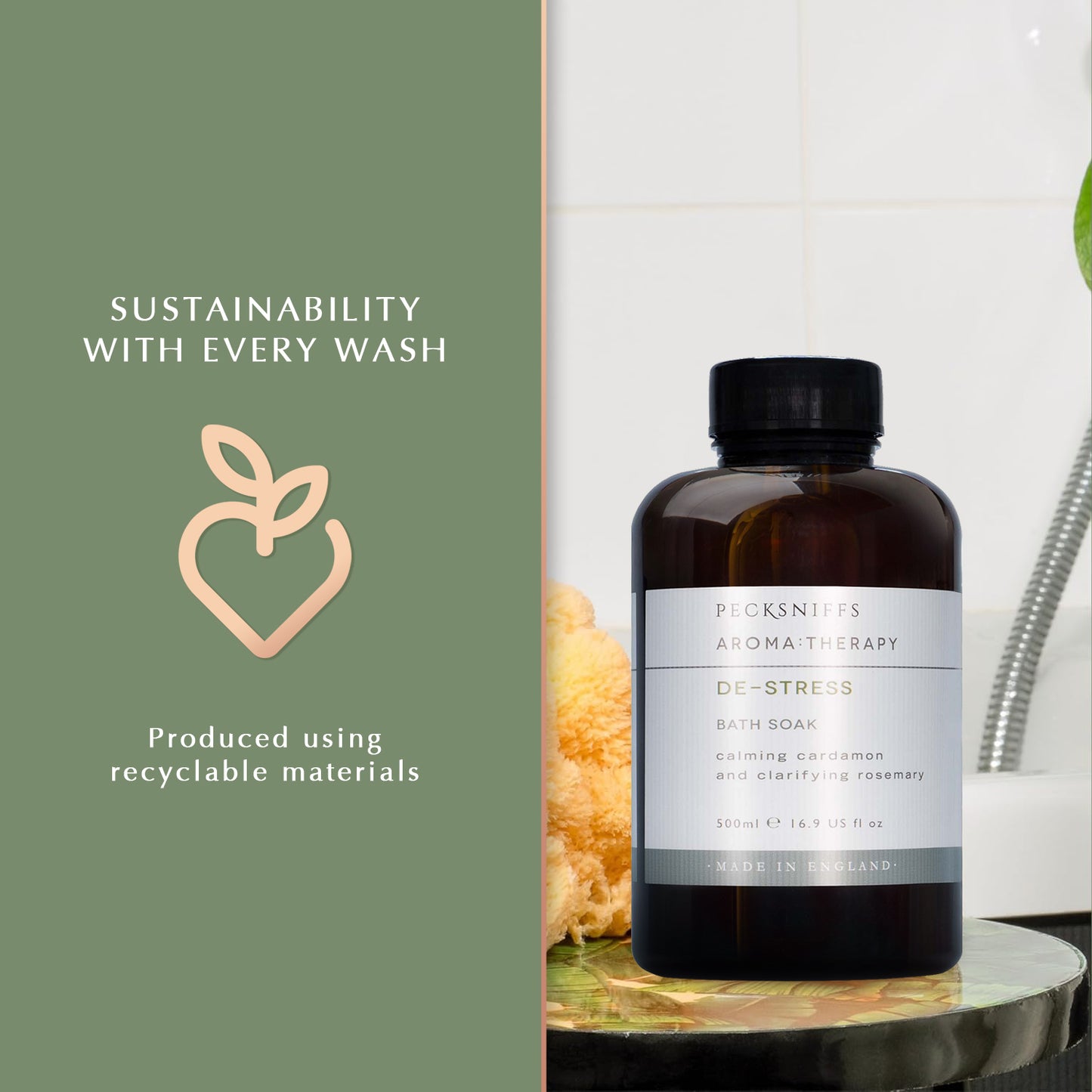 Pecksniff's Aroma:Therapy De-Stress Bath Soak Decanter | 500ml/16.9 Fl Oz