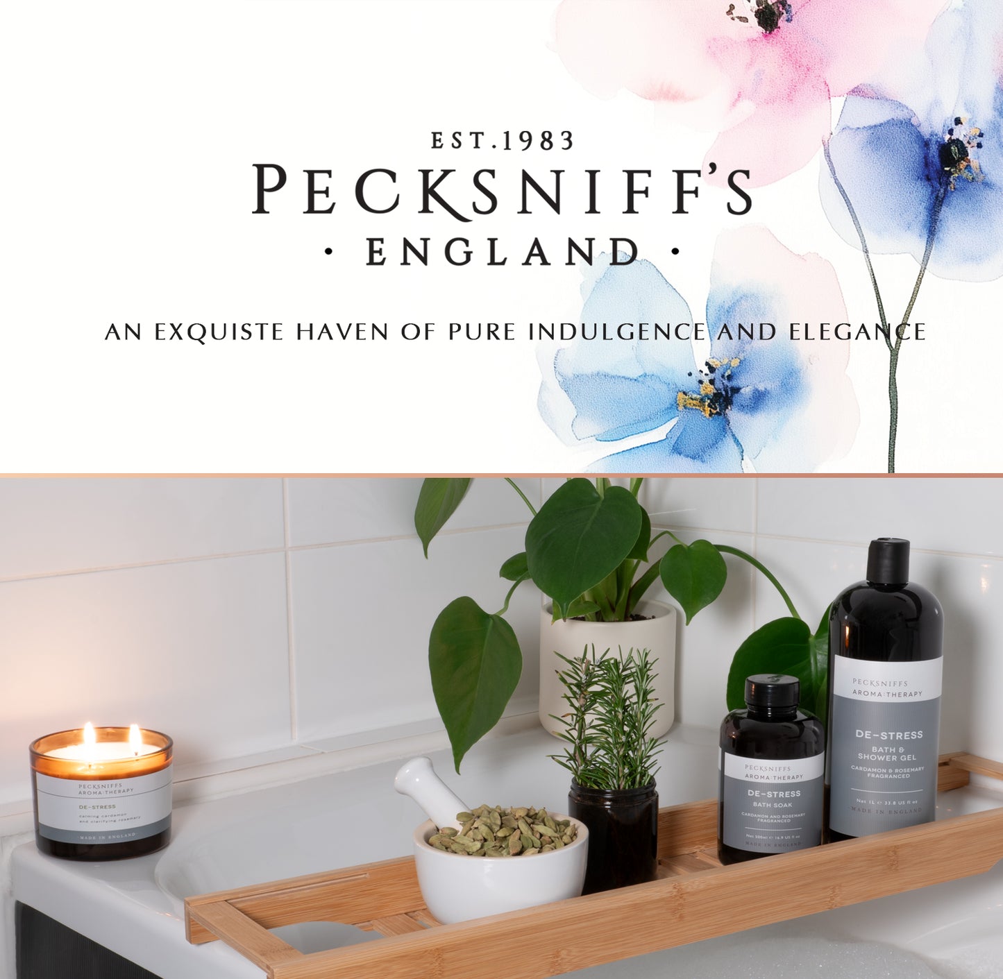 Pecksniff's Aroma:Therapy De-Stress Shower Gel – Luxurious Moisturizing Bath & Body Cleanser, 1000 ml/33.8 fl oz Bottle