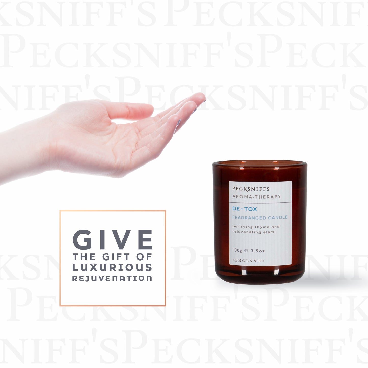 Pecksniff's De-tox Luxury Scented Candle | 1 Wick, 100 g/3.5 oz