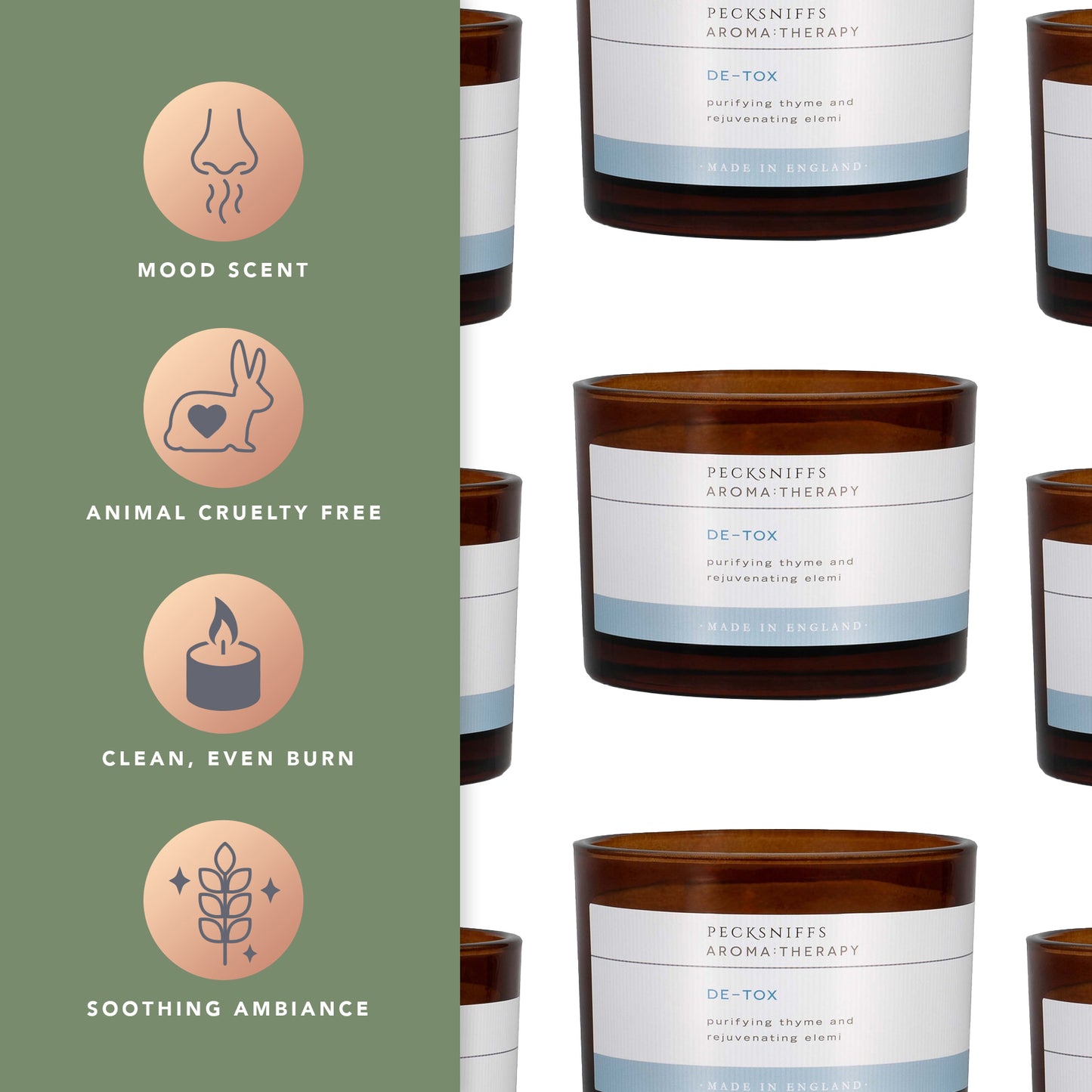 Pecksniffs Aromatherapy DE-TOX Candle | 3 Wicks, 285g/10oz