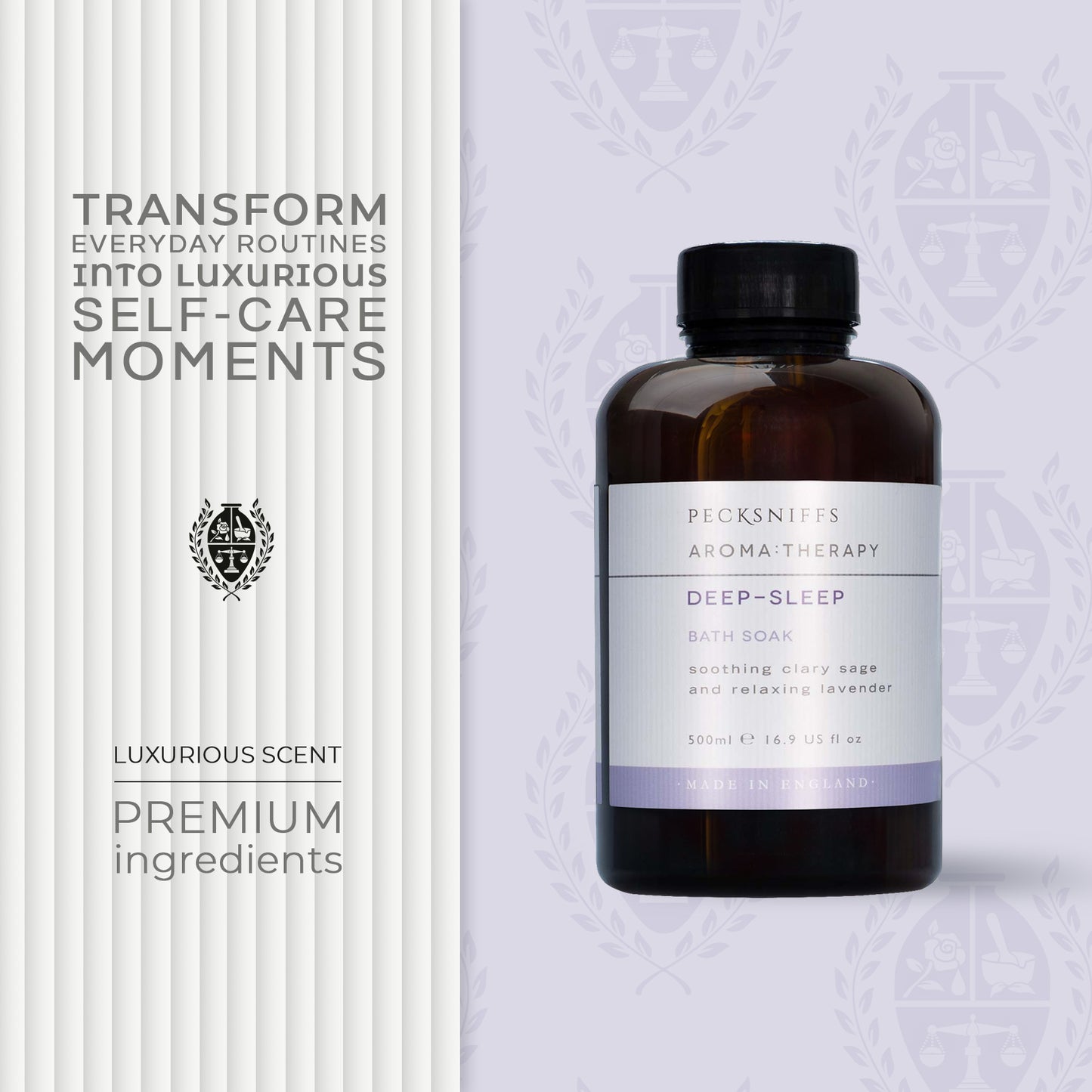 Pecksniffs Aroma:Therapy Deep-Sleep Bath Soak Decanter | 500ml/16.9 Fl Oz