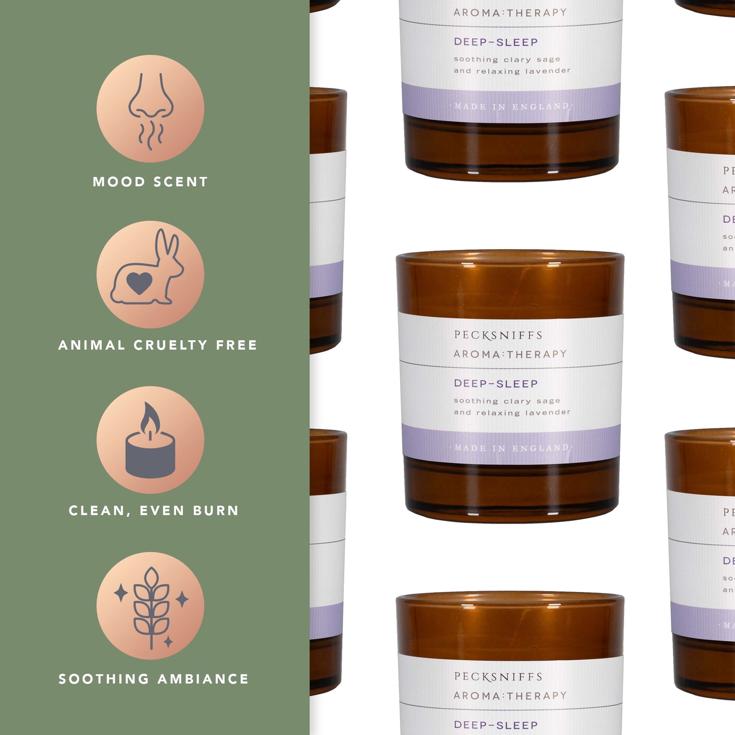 Pecksniffs Amber Deep-Sleep Aroma Therapy Candle | 1 Wick, 184g/6.49oz