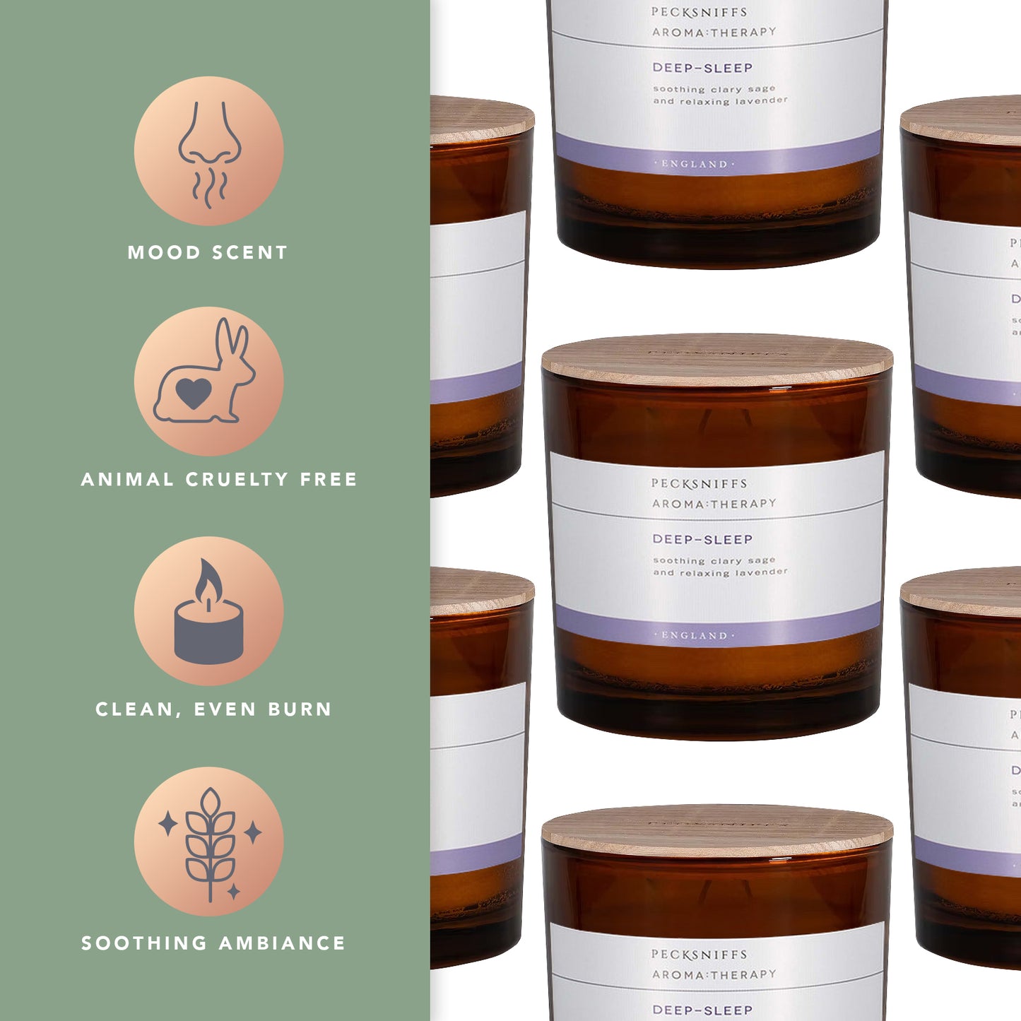 Pecksniffs Amber Deep Sleep Candle | 3 Wicks, 550g/19.40oz