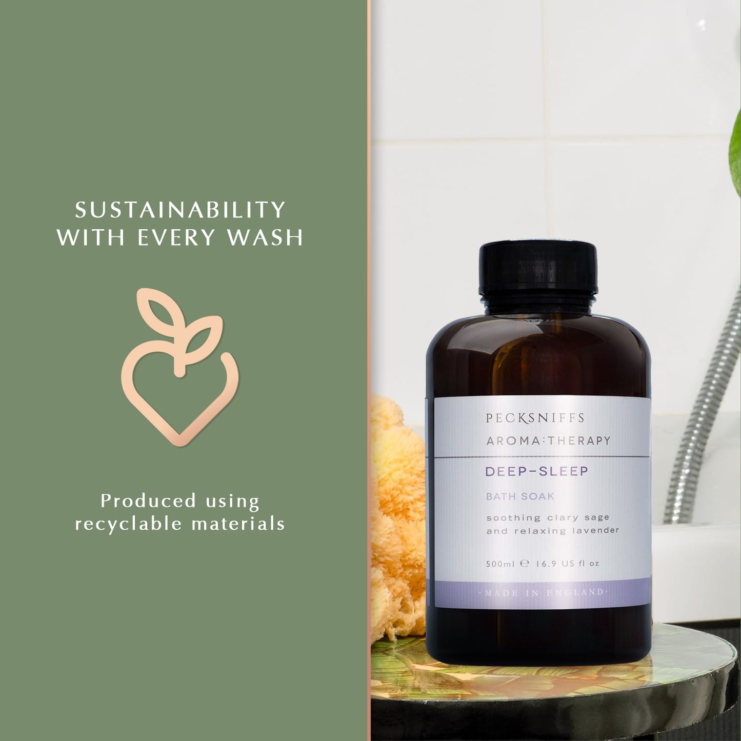 Pecksniffs Aroma:Therapy Deep-Sleep Bath Soak Decanter | 500ml/16.9 Fl Oz