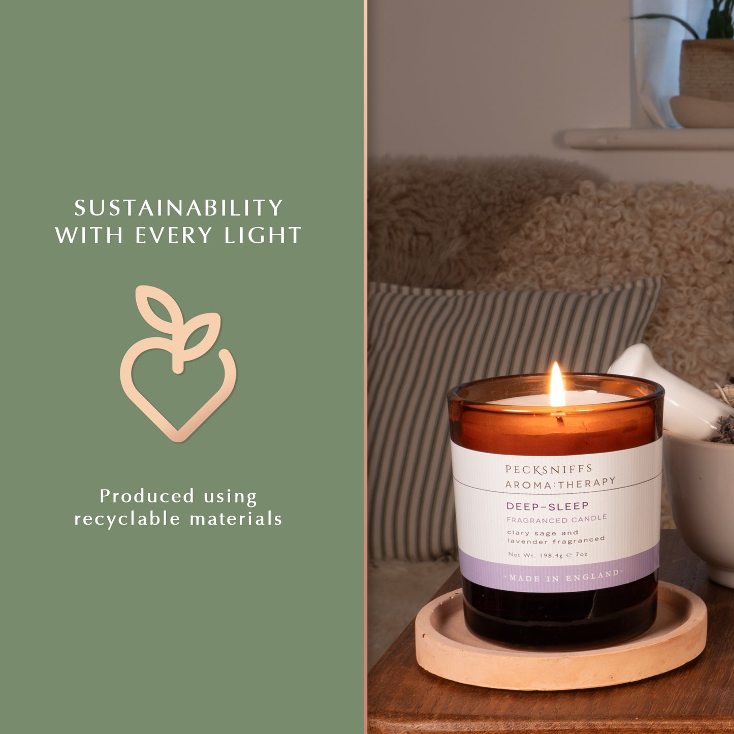 Pecksniffs Amber Deep-Sleep Aroma Therapy Candle | 1 Wick, 184g/6.49oz