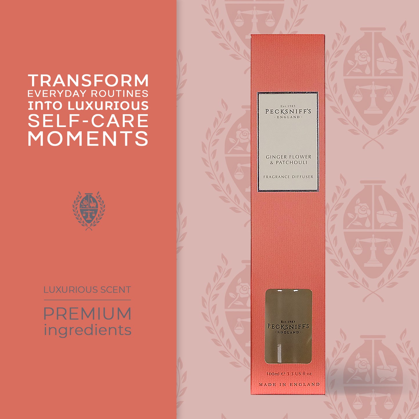Pecksniffs Ginger Flower & Patchouli Diffuser | 100ml/3.38 Fl Oz