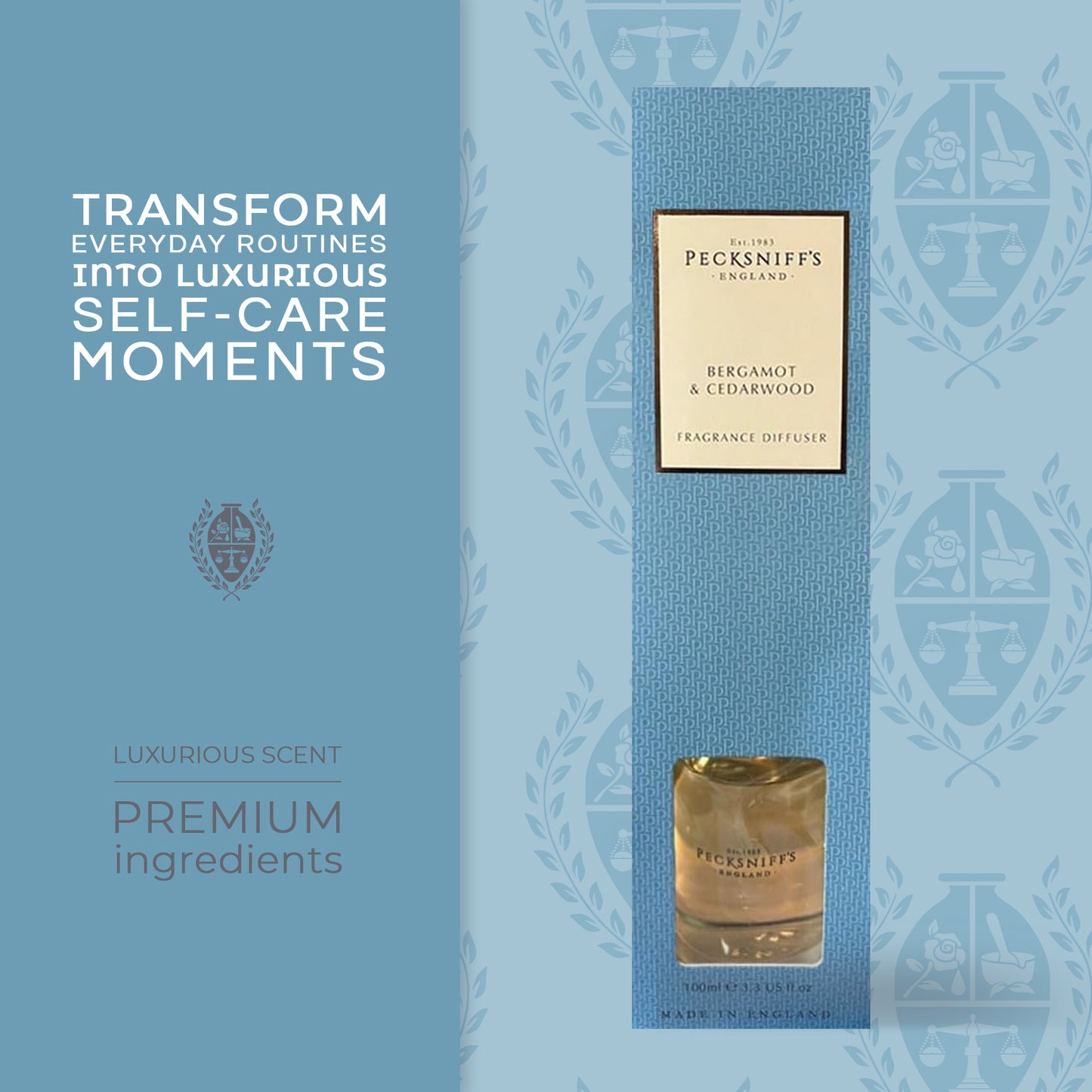 Pecksniffs Bergamot & Cedarwood Diffuser | 100ml/3.38 Fl Oz