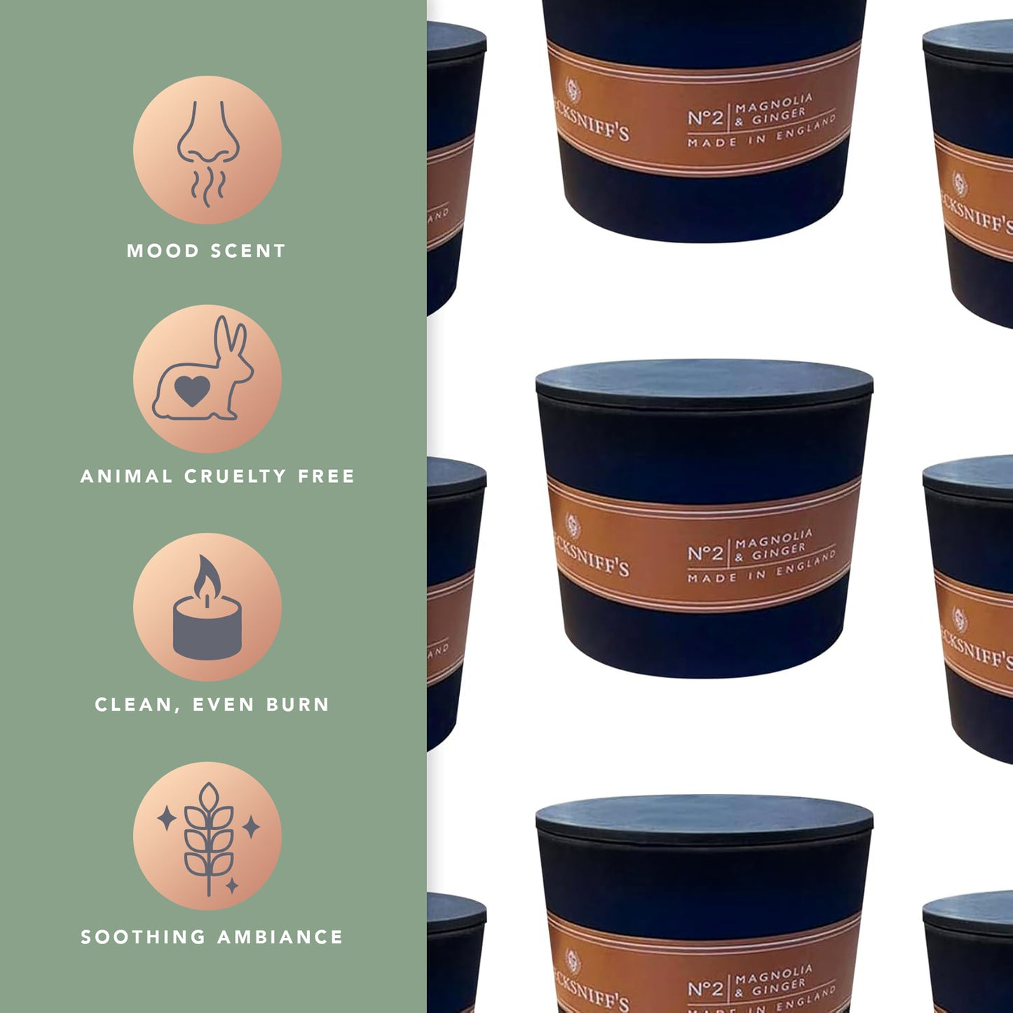 Pecksniffs Black Magnolia & Ginger Scented Candle | 3 Wicks, 283g/9.9oz