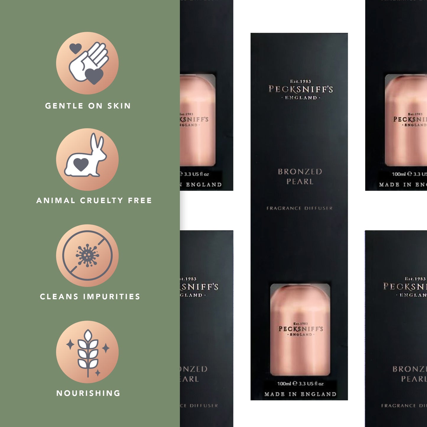 Pecksniffs Bronzed Pearl Diffuser | 100ml/3.38 Fl Oz