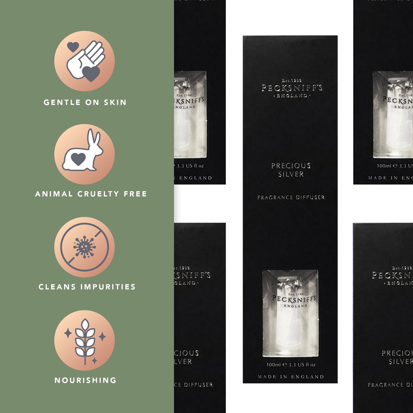 Pecksniffs Precious Silver Diffuser | 100ml/3.38 Fl Oz