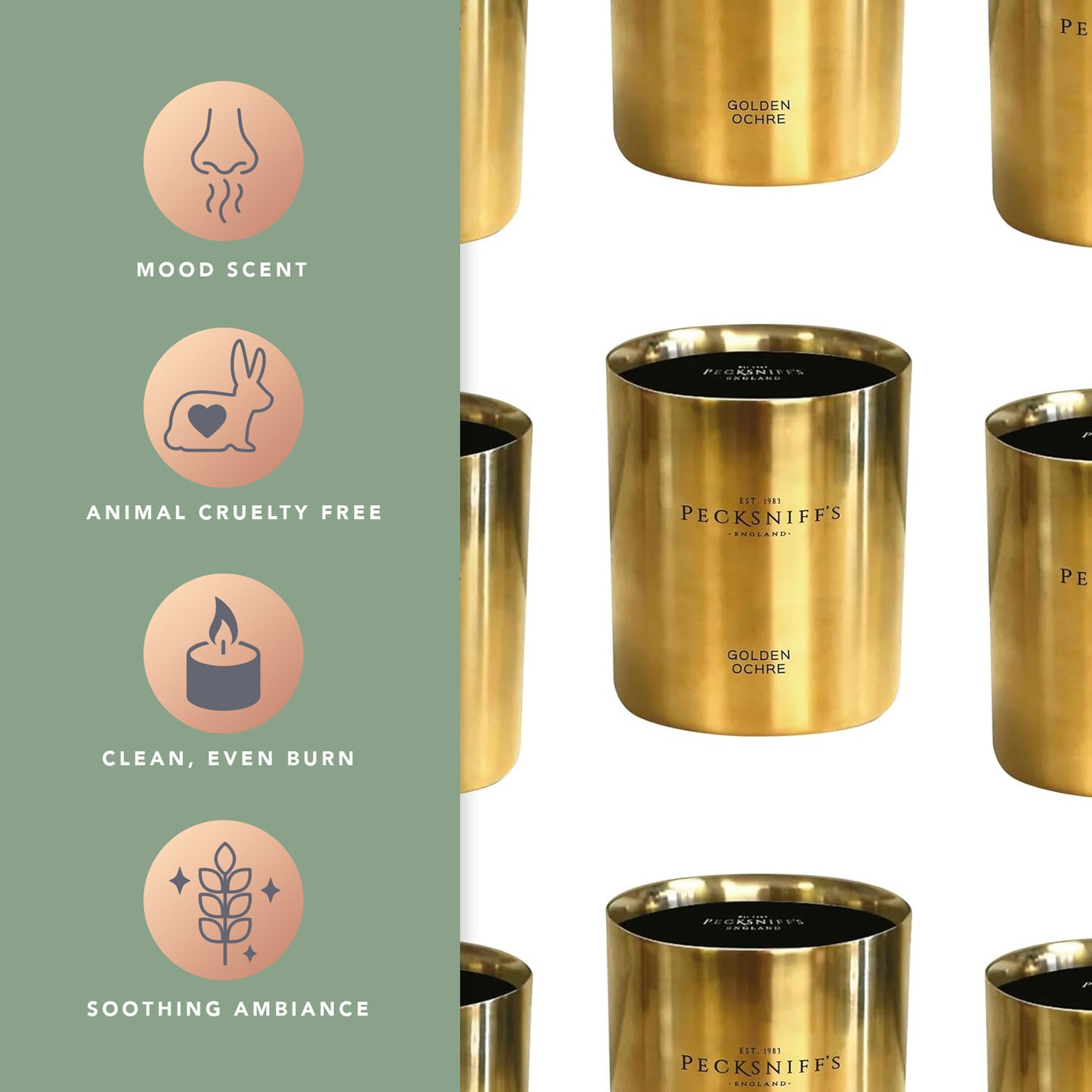 Pecksniffs Golden Ochre Scented Candle | 1 Wick, 180g/6.34 oz