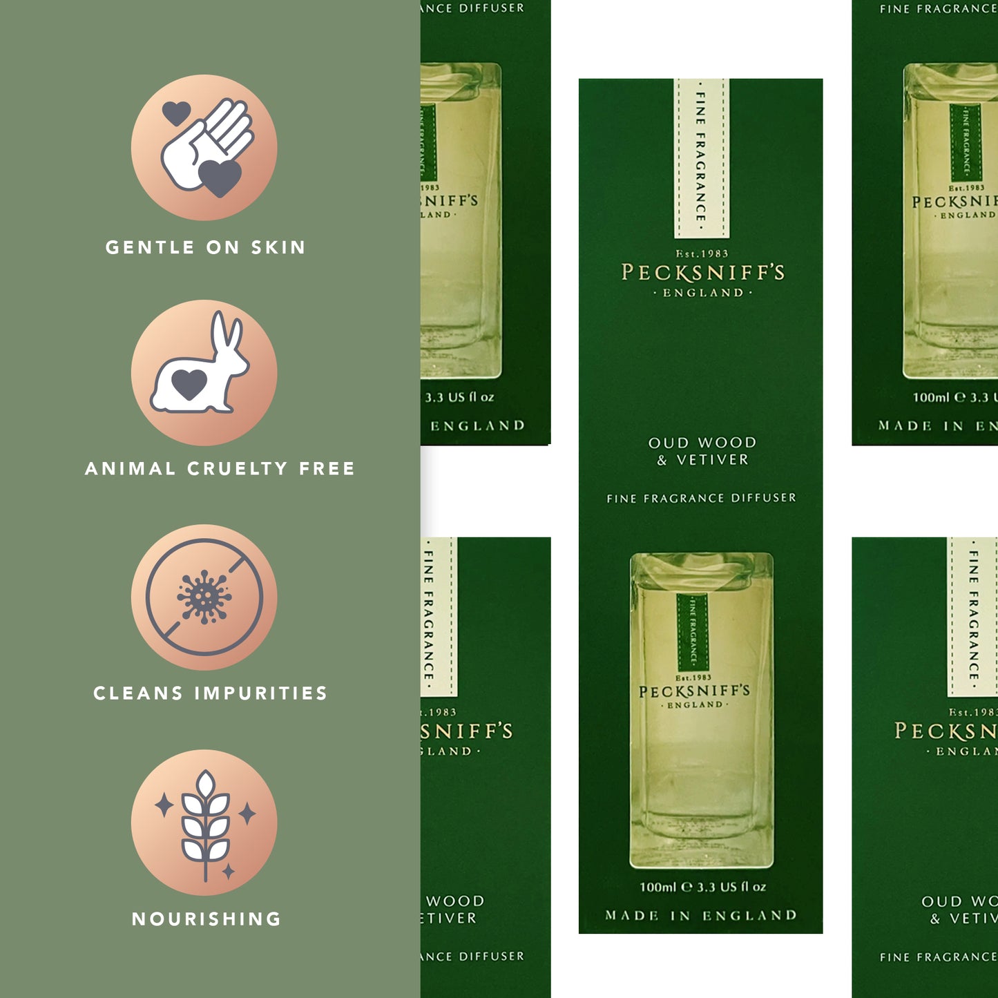 Pecksniffs Oudwood & Vetiver Diffuser | 100ml/3.38 Fl Oz
