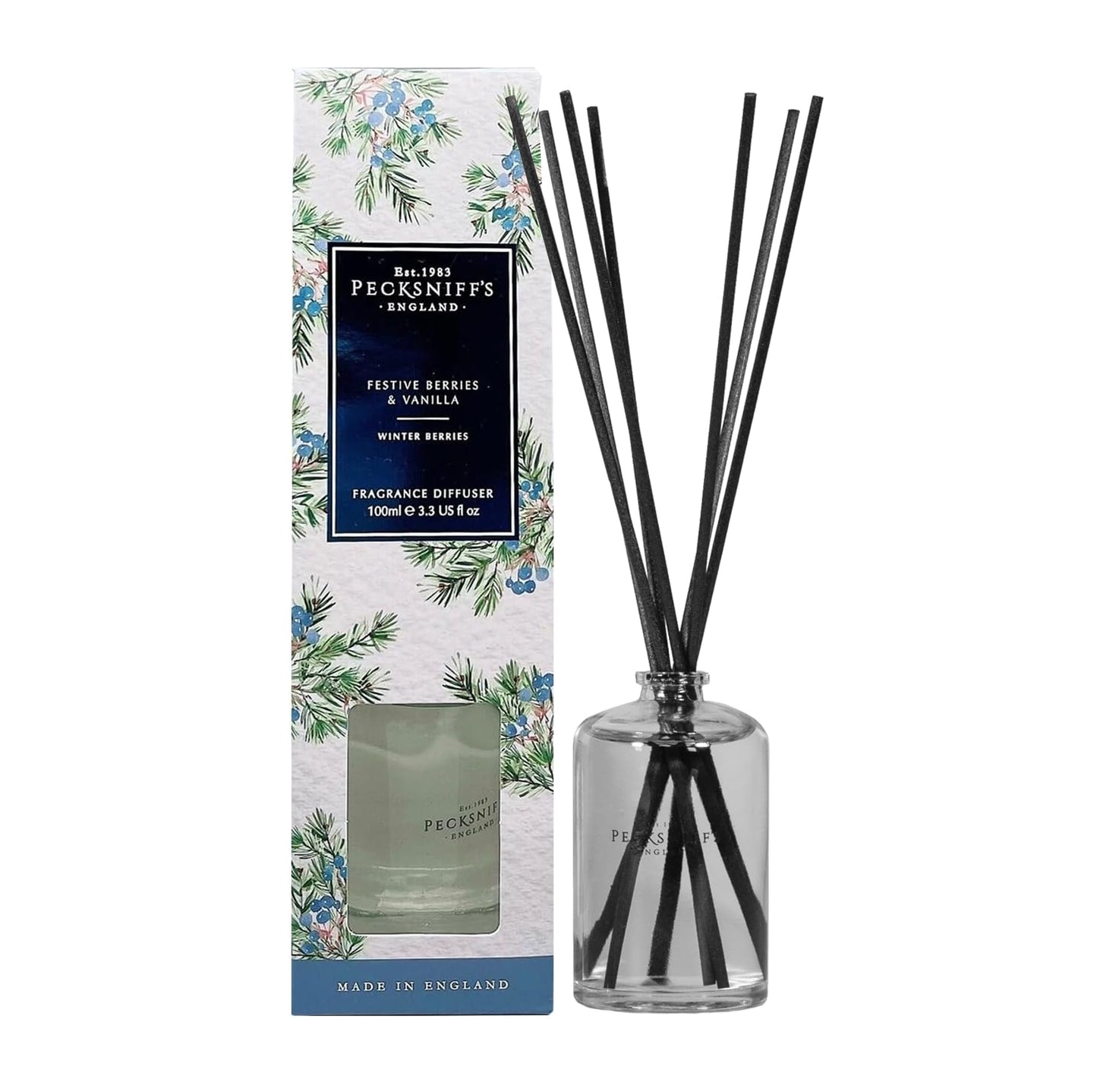 Pecksniff's Festive Berries and Vanilla Diffuser | 100ml/3.38 Fl Oz
