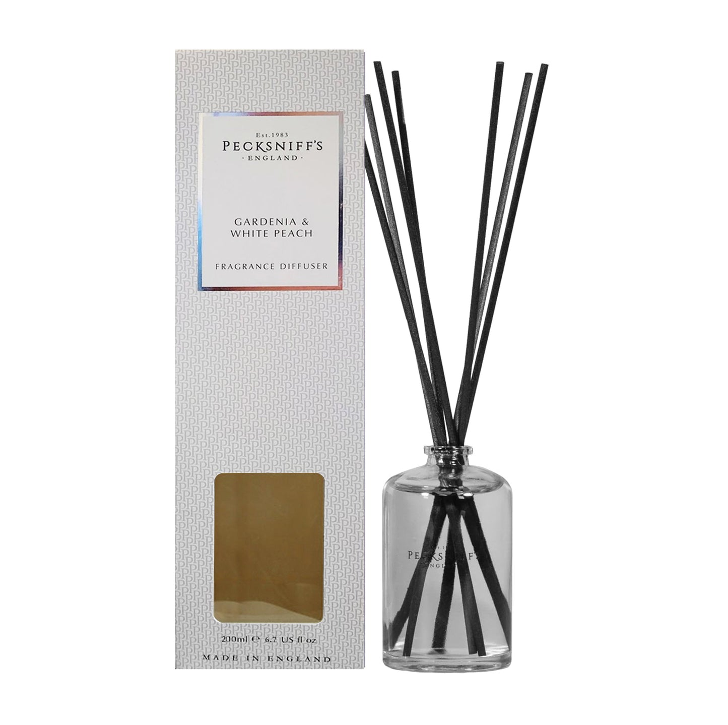 Pecksniffs Gardenia & White Peach Diffuser | 200ml/6.76 Fl Oz