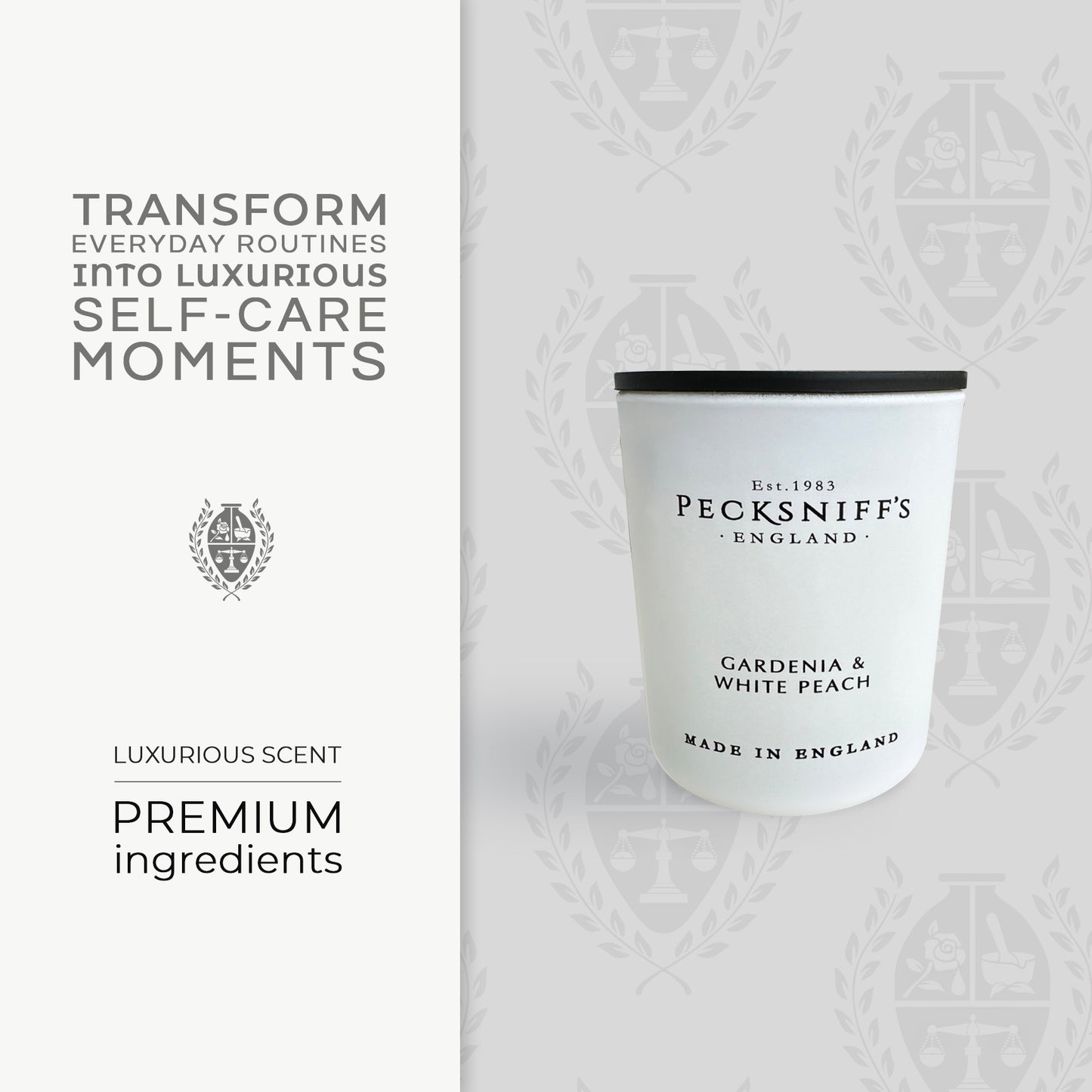 Pecksniff's Gardenia & White Peach Luxury Scented Candle | 1 Wick, 100 g/3.5 oz