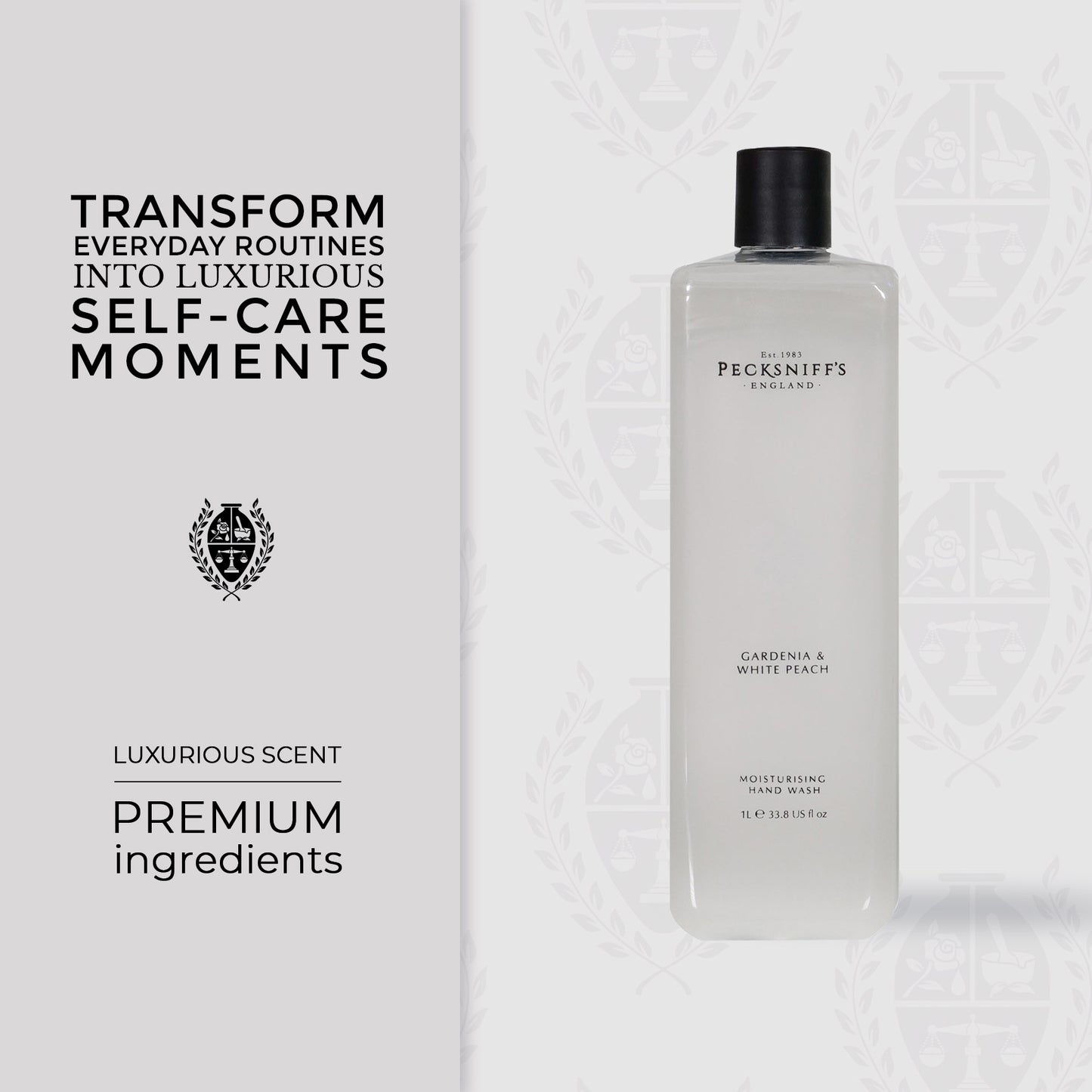Pecksniffs Classic Gardenia & White Peach Scented Moisturizing Hand Wash Refill | 1L/1000ml, 33.8 Fl oz