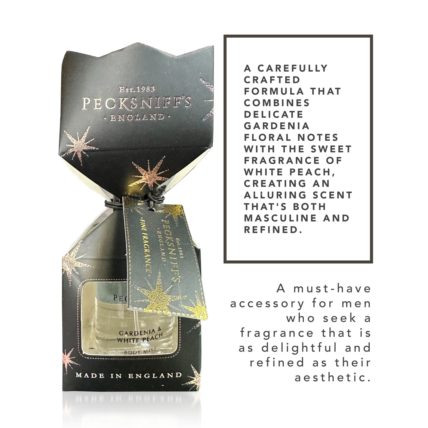 Pecksniff's Cracker Body Mist Gardenia & White Peach Body Spray | 50ml, 1.69 Fl Oz