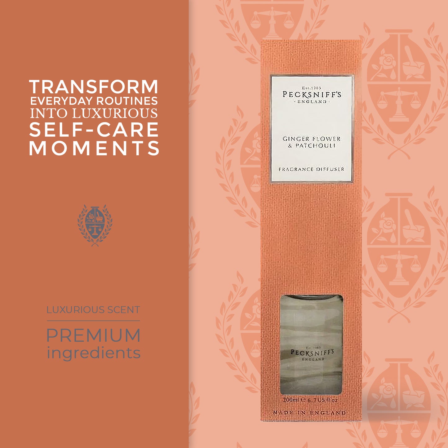 Pecksniffs Gingerflower & Patchouli Diffuser | 200ml/6.76 Fl Oz