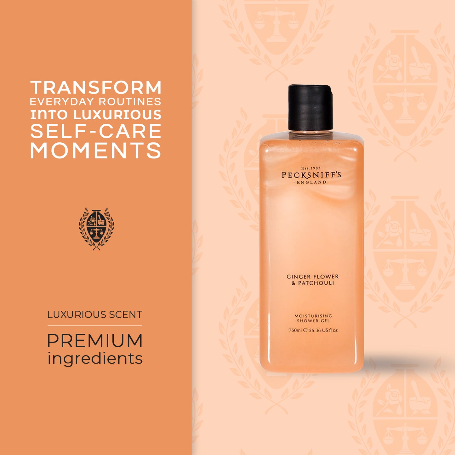 Pecksniff's Ginger Flower & Patchouli Moisturizing Shower Gel | 750 ml/25.3 Fl Oz